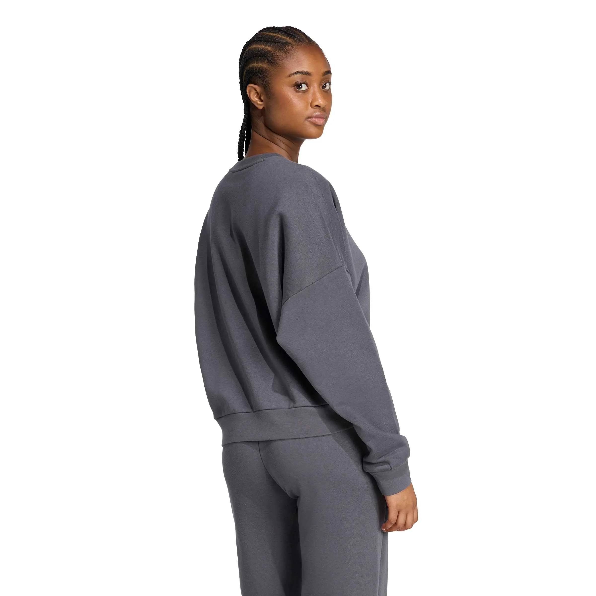 adidas Essentials Small Logo Feelcozy - Felpa da donna, grigio/nero, XXL - immagine 3