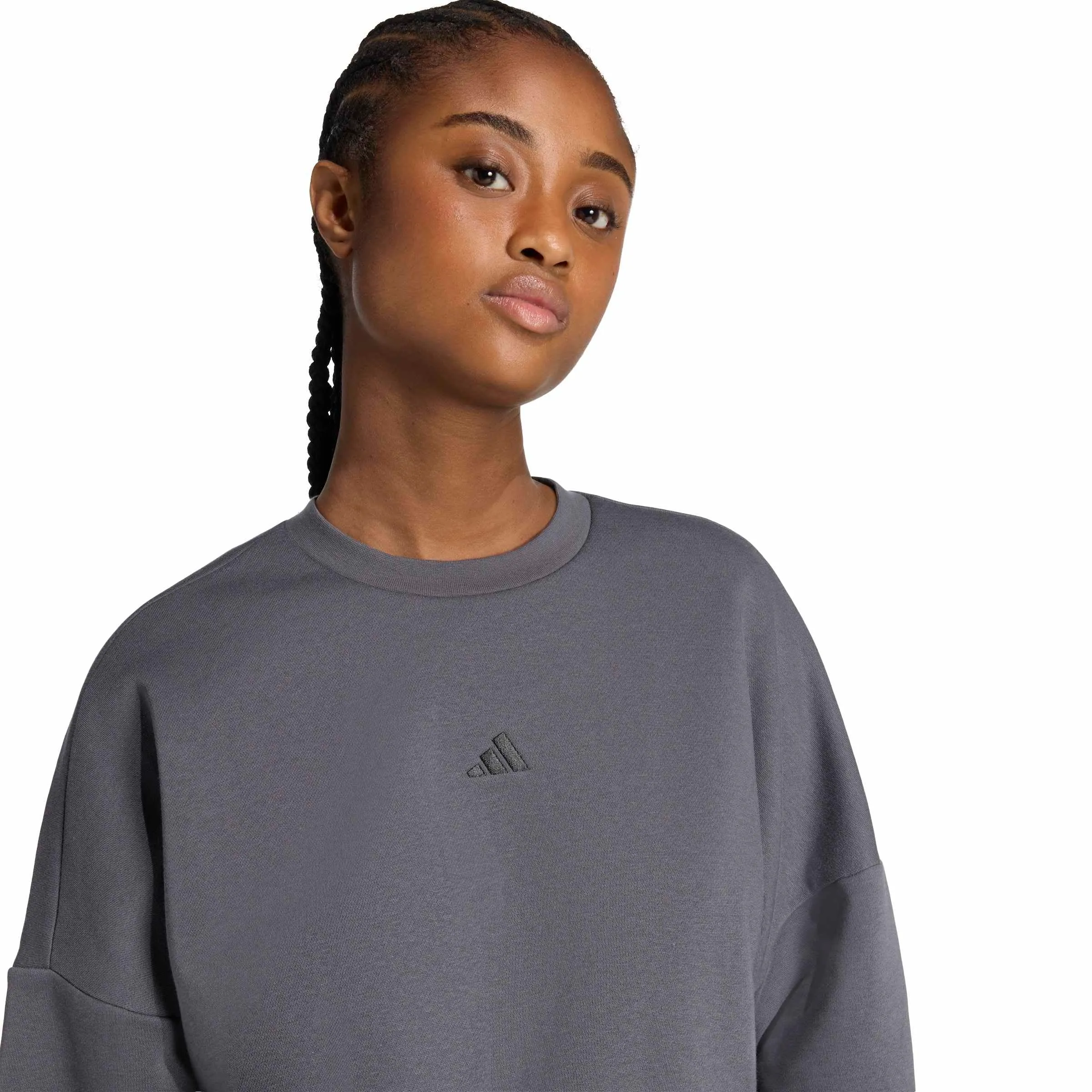 adidas Essentials Small Logo Feelcozy - Felpa da donna, grigio/nero, XXL - immagine 4