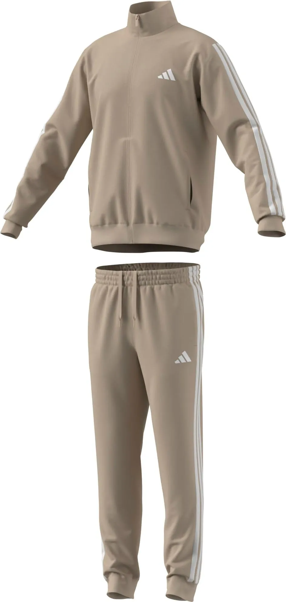 adidas Uomo Sportswear Basic 3 Stripes Tricot Track Suit, Crystal Linen/White, XL - immagine 3
