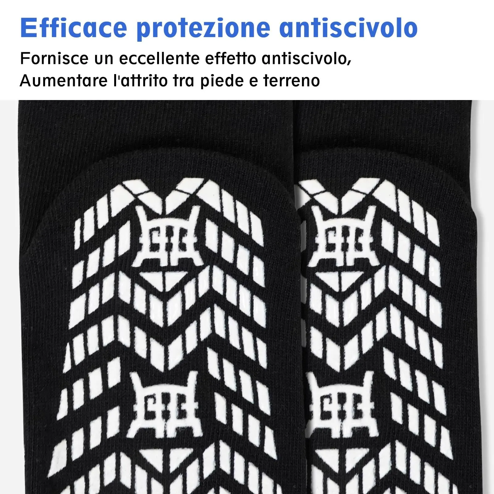 PUTUO Calzini antiscivolo con presa per uomo: calzini sportivi da allenamento antiscivolo in cotone con gommini 4 paia - immagine 4