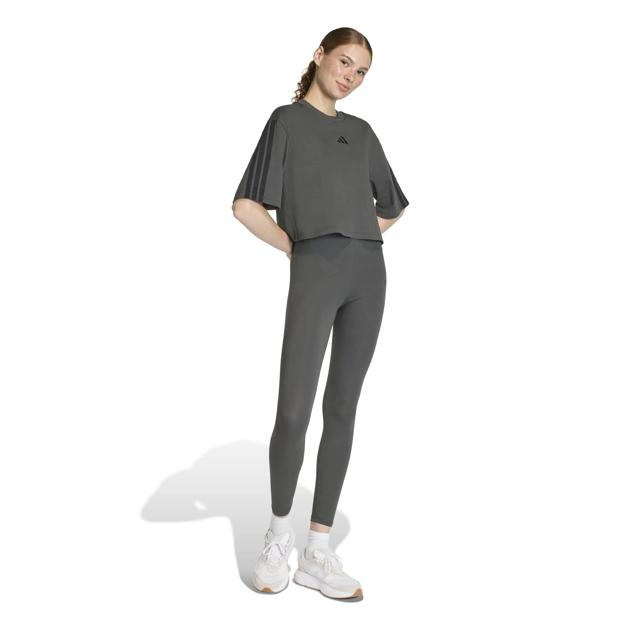 adidas Femme ESSENTIALS LINEAR COTTON LEGGINGS, grey six/black, L - immagine 4