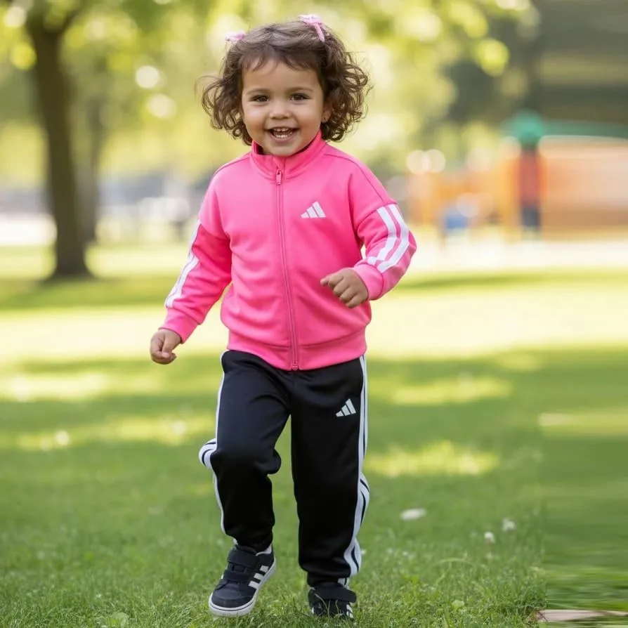 adidas Mixte bébé ESSENTIALS CLIMACOOL TRACKSUIT, pink fusion/white/white, 2-3 Years - immagine 2