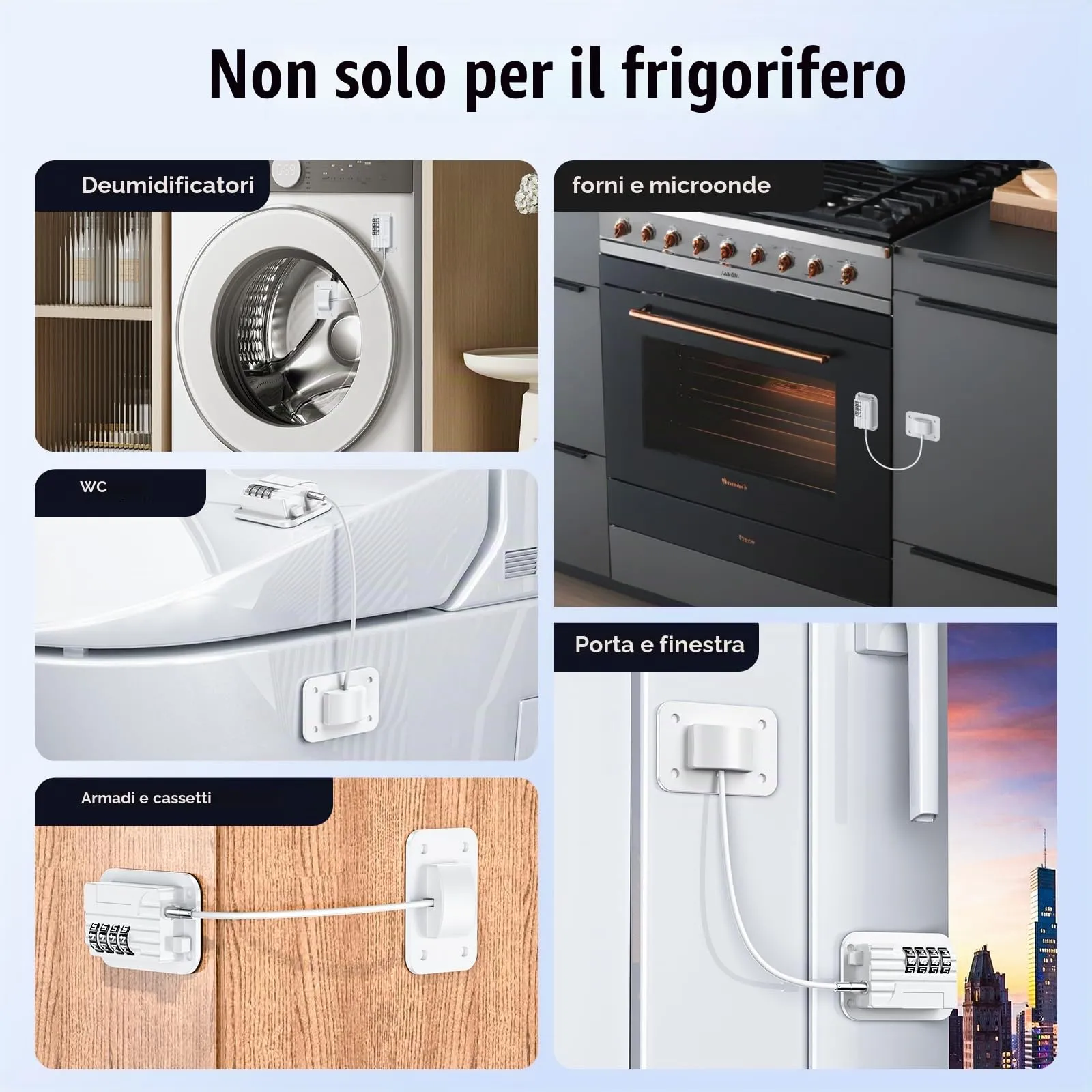 Lucchetto per Frigorifero con Combinazione, Chiusura Frigorifero Blocca Migliorata per Bambini Adulti, Blocca Porta Frigorifero per Frigo Armadi Porte Finestre Guardaroba，Bianco-2 pezzo - immagine 3