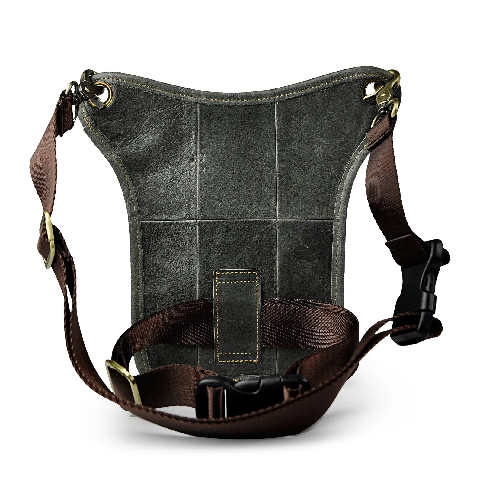 Le'aokuu Borsa Messenger in Vera Pelle da Uomo Marsupio Marsupio Hip Bum Borsa Coscia Tattica Con Gamba a Goccia 211-3 - immagine 3