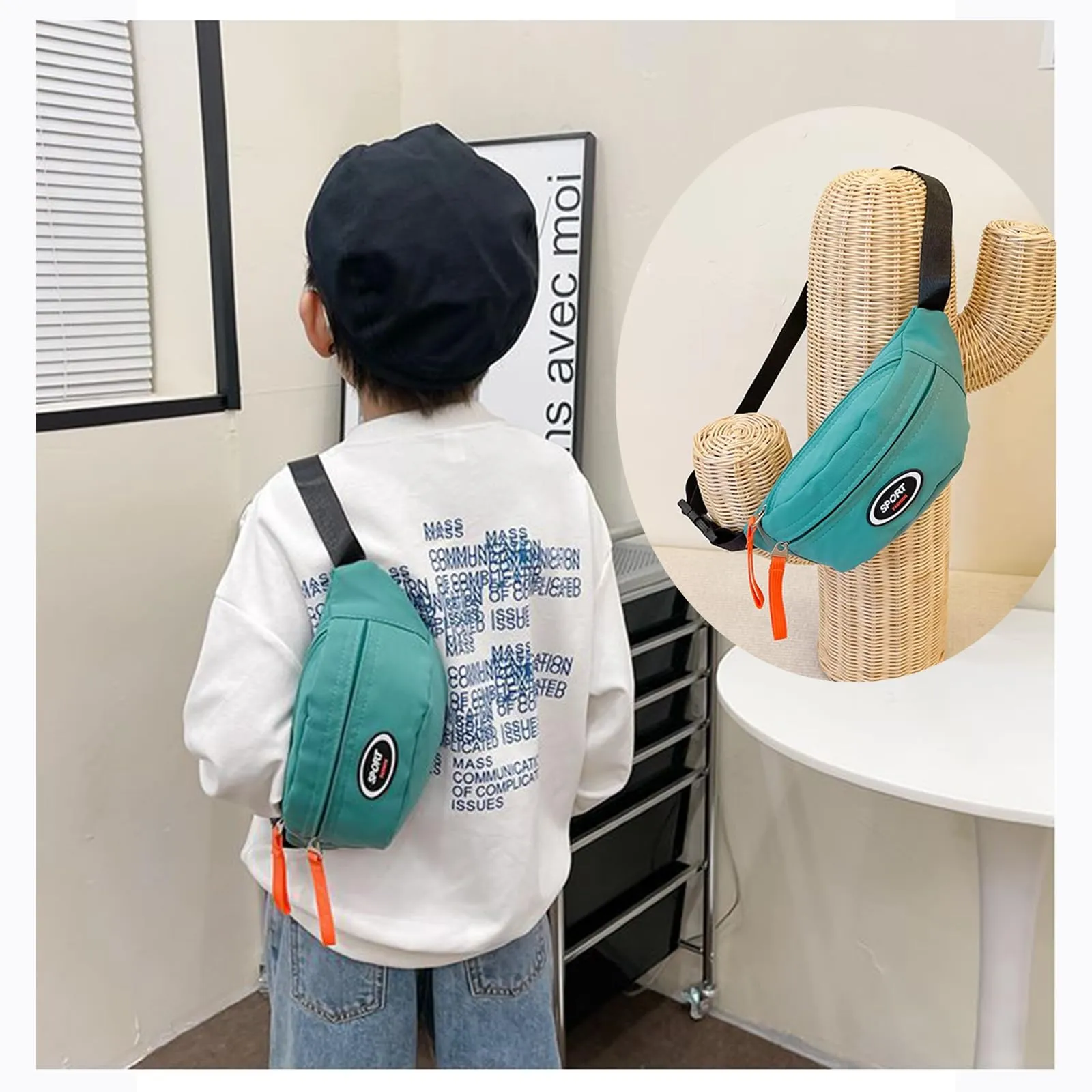 Marsupio Bambino, Borsa Bambina, Borsello Bambino, Regalo Dinosauro (Verde) - immagine 4