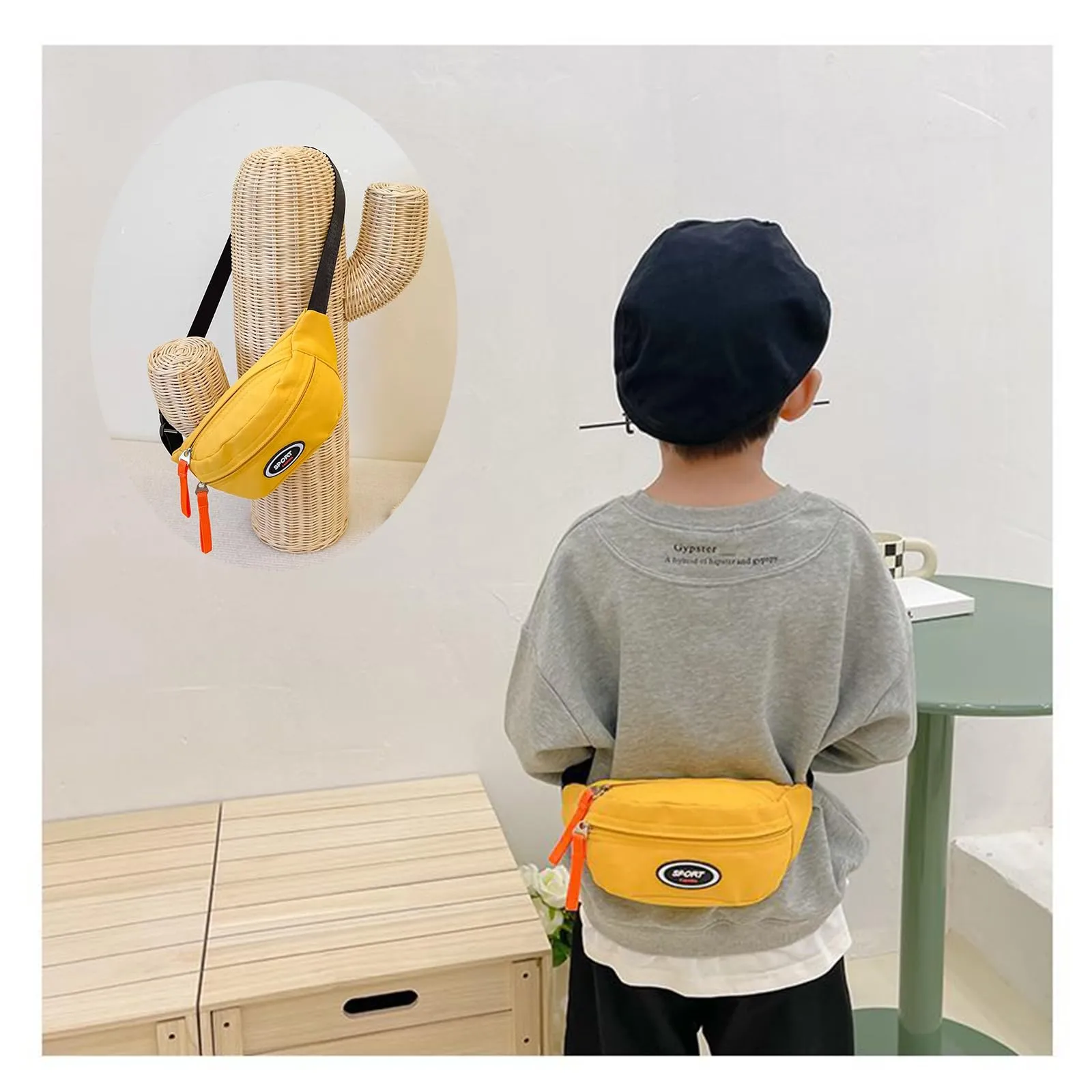 Marsupio Bambino, Borsa Bambina, Borsello Bambino, Regalo Dinosauro (Giallo) - immagine 5