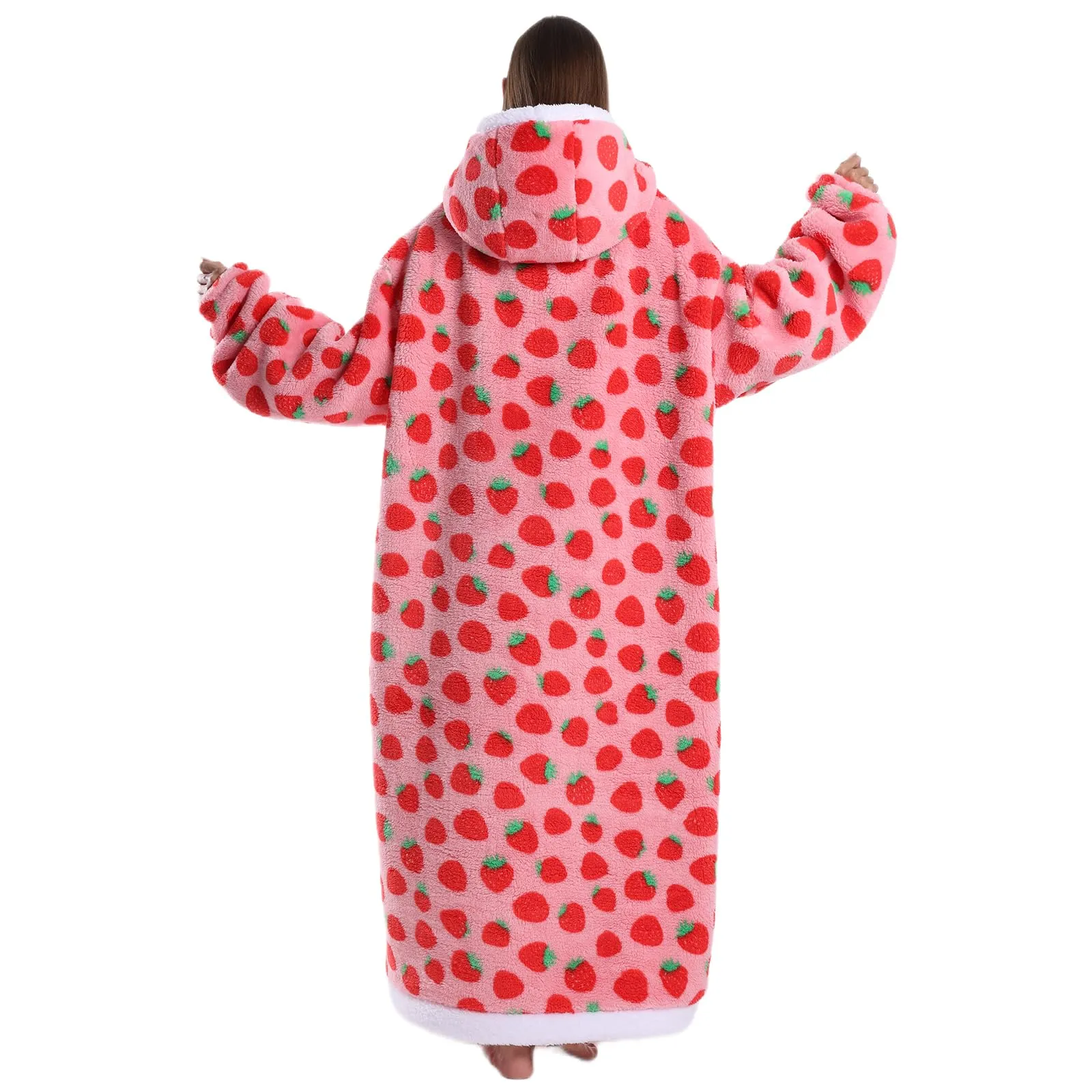 Gegeryozer Coperta con Maniche Donna Indossabile - Felpa Termica Morbida, Tasche Integrate + Cappuccio per Divano e Casa - immagine 4