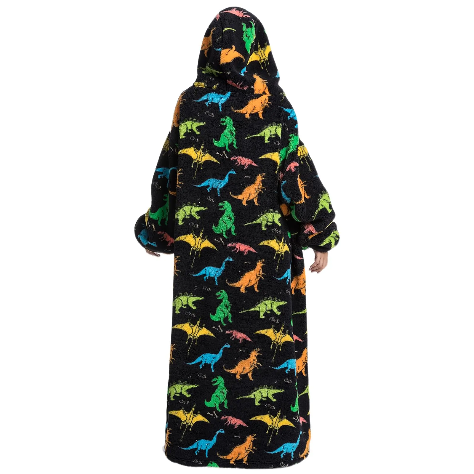 Gegeryozer Coperta con Maniche Donna Indossabile - Felpa Termica Morbida, Tasche Integrate + Cappuccio per Divano e Casa - immagine 2