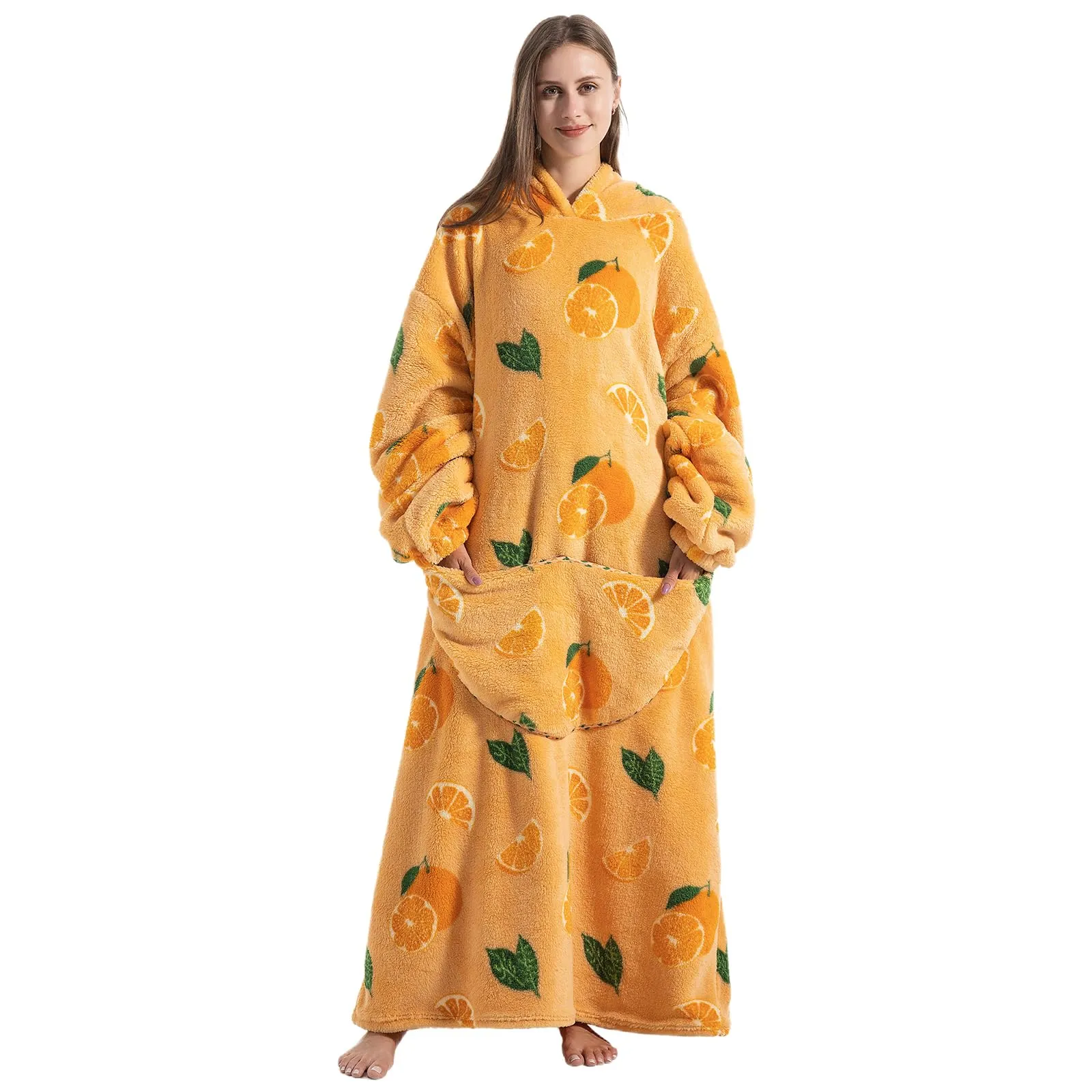 Gegeryozer Coperta con Maniche Donna Indossabile - Felpa Termica Morbida, Tasche Integrate + Cappuccio per Divano e Casa - immagine 1