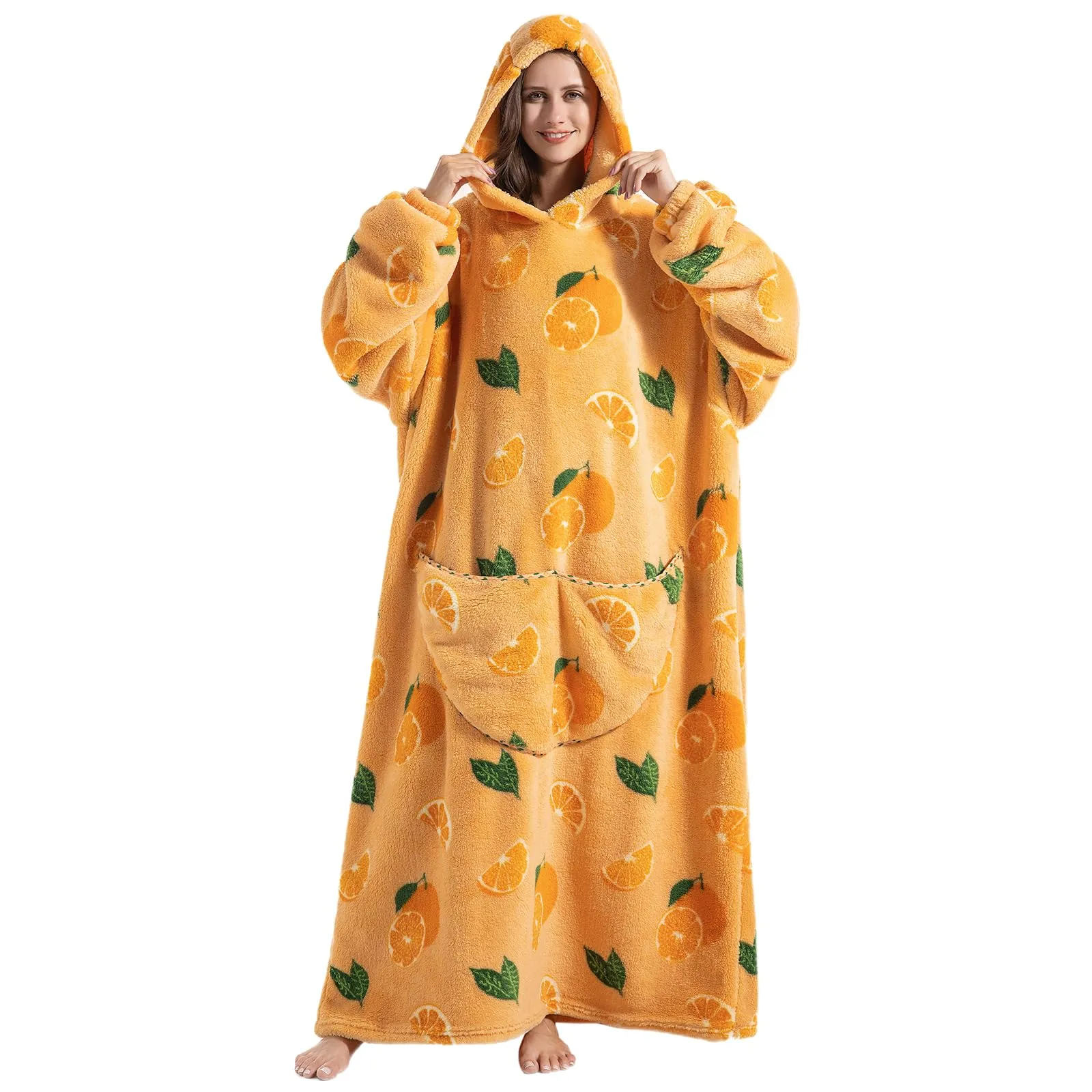 Gegeryozer Coperta con Maniche Donna Indossabile - Felpa Termica Morbida, Tasche Integrate + Cappuccio per Divano e Casa - immagine 3