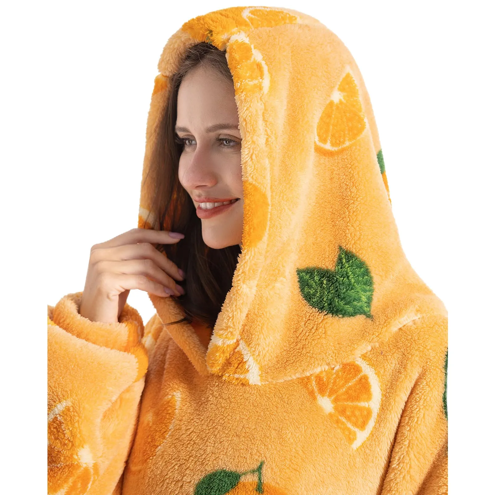 Gegeryozer Coperta con Maniche Donna Indossabile - Felpa Termica Morbida, Tasche Integrate + Cappuccio per Divano e Casa - immagine 5