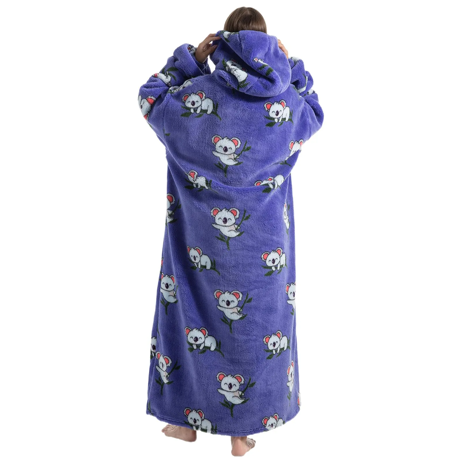 Gegeryozer Coperta con Maniche Donna Indossabile - Felpa Termica Morbida, Tasche Integrate + Cappuccio per Divano e Casa - immagine 4