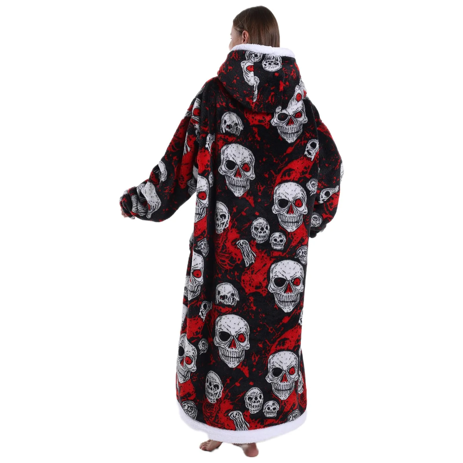 Gegeryozer Coperta con Maniche Donna Indossabile - Felpa Termica Morbida, Tasche Integrate + Cappuccio per Divano e Casa - immagine 4