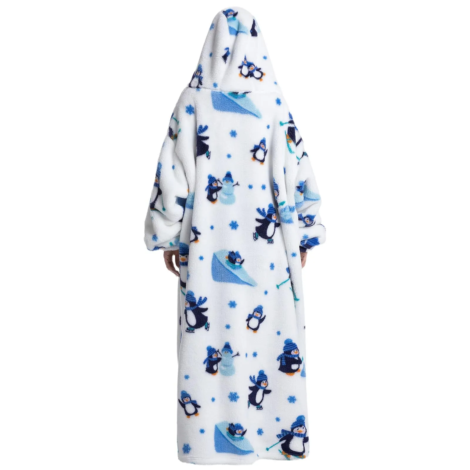 Gegeryozer Coperta con Maniche Donna Indossabile - Felpa Termica Morbida, Tasche Integrate + Cappuccio per Divano e Casa - immagine 3