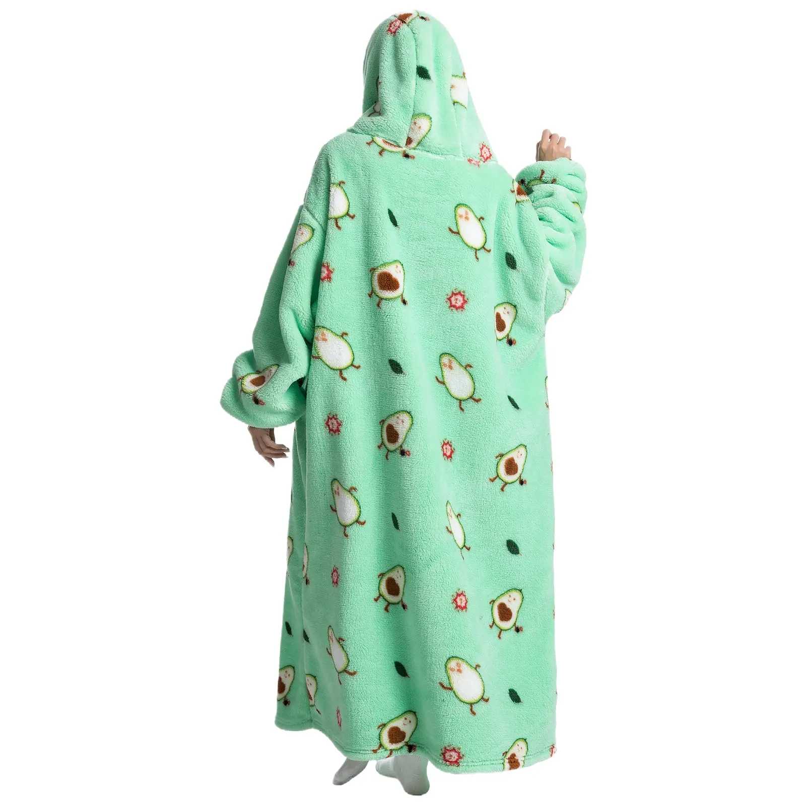 Gegeryozer Coperta con Maniche Donna Indossabile - Felpa Termica Morbida, Tasche Integrate + Cappuccio per Divano e Casa - immagine 2