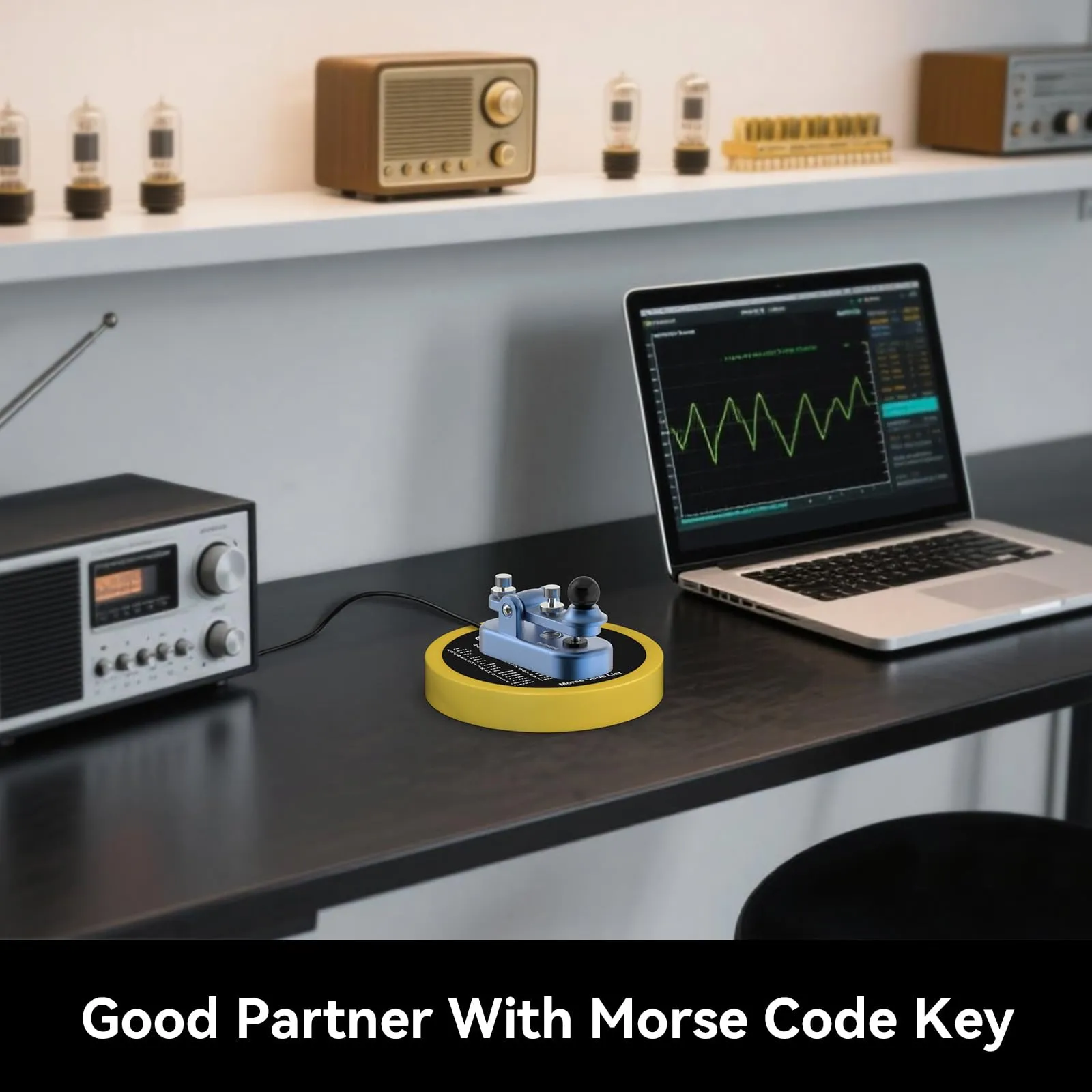 PUTIKEEG Codice Morse Tavola Rotonda Chiave Codice Morse Lista Imparare Radio Onde Corte (Giallo) - immagine 4