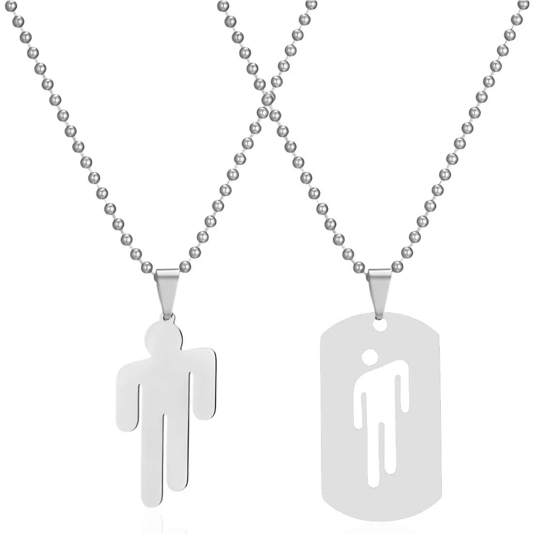 ZUWIJEQ 2 Pcs Collana Hip Hop in Acciaio Inossidabile - Ciondolo Coppia Regalo Gioielli Uomo Donna Unisex - Semplice di Moda, Accessori di Abbigliamento - immagine 1