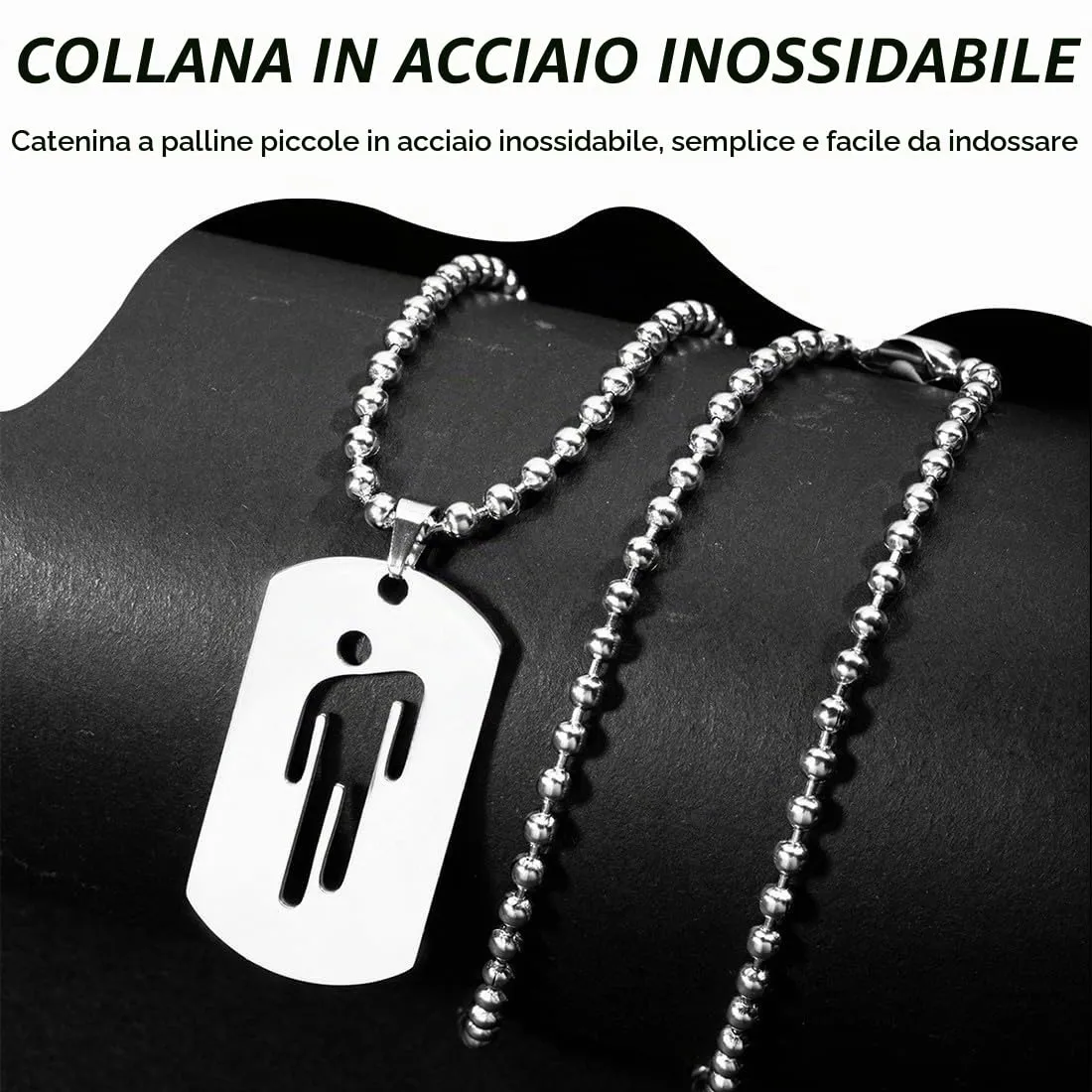 ZUWIJEQ 2 Pcs Collana Hip Hop in Acciaio Inossidabile - Ciondolo Coppia Regalo Gioielli Uomo Donna Unisex - Semplice di Moda, Accessori di Abbigliamento - immagine 6