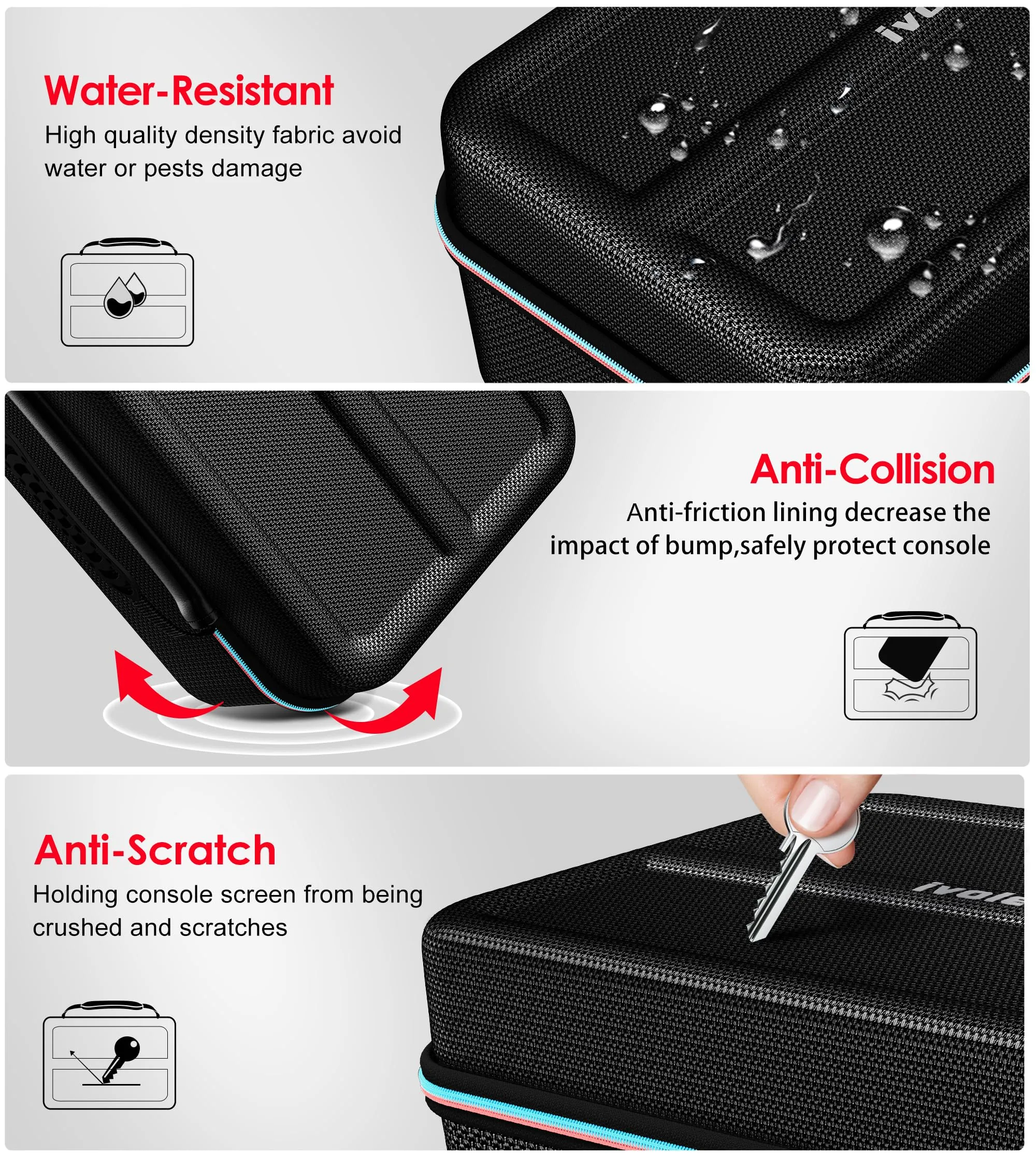 iVoler Custodia di Trasporto compatibile con Nintendo Switch/Nintendo Switch 2, Case da Viaggio Rigido Deluxe per Console Switch e Altri Accessori (Nero, Switch 2, Standard) - immagine 3