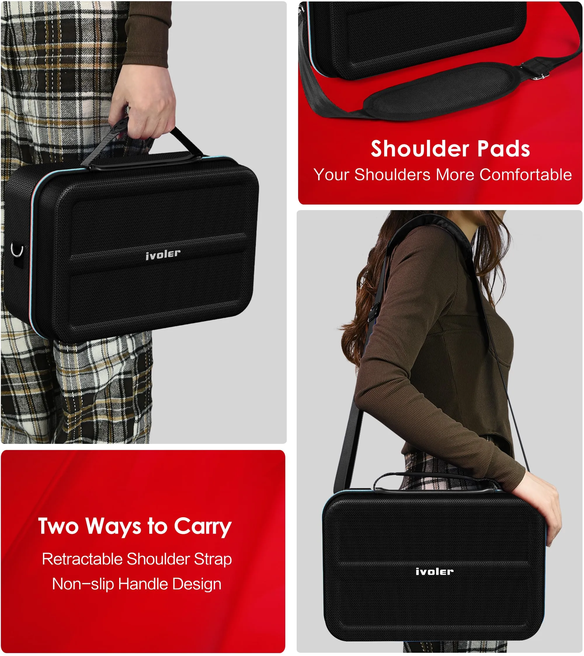 iVoler Custodia di Trasporto compatibile con Nintendo Switch/Nintendo Switch 2, Case da Viaggio Rigido Deluxe per Console Switch e Altri Accessori (Nero, Switch 2, Standard) - immagine 6