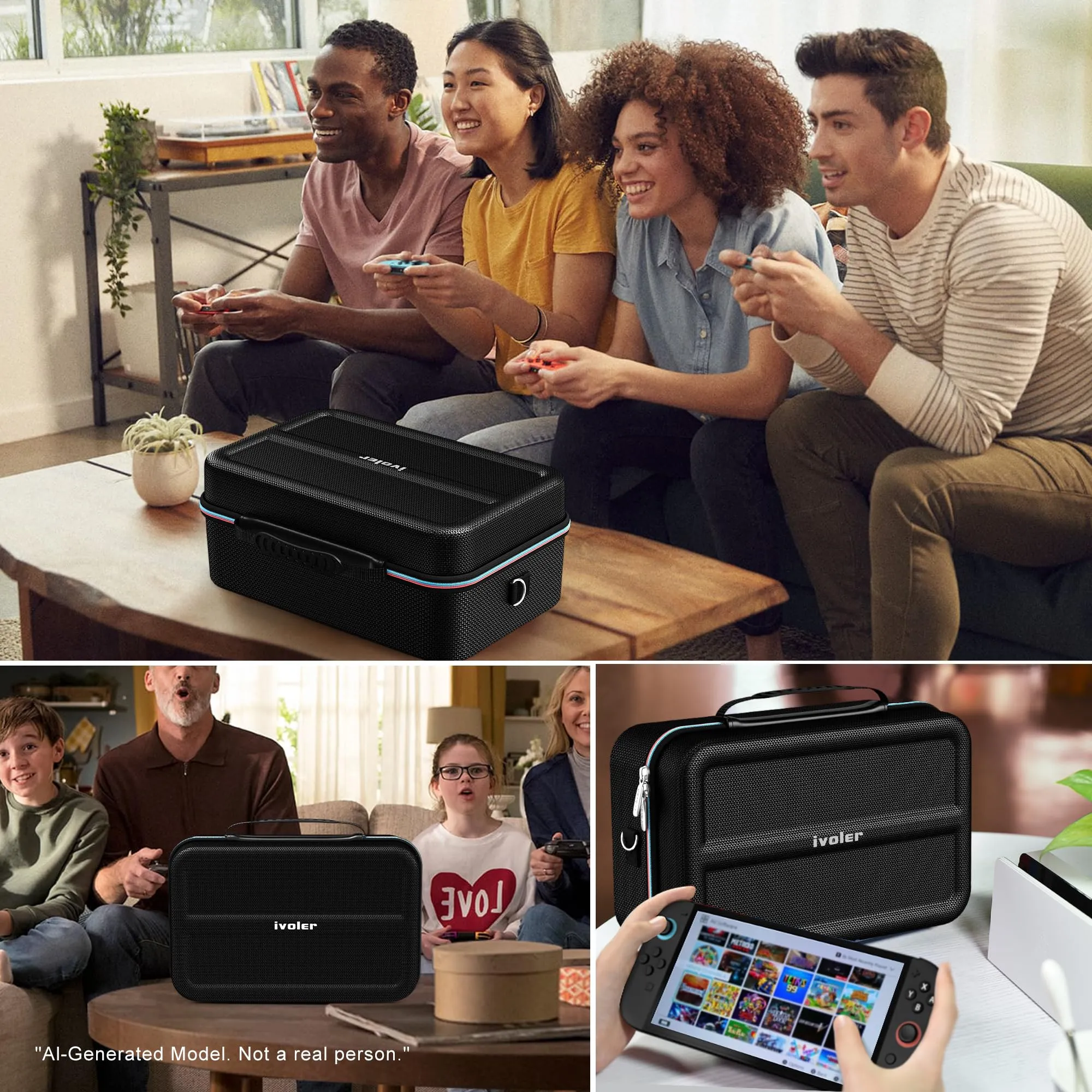 iVoler Custodia di Trasporto compatibile con Nintendo Switch/Nintendo Switch 2, Case da Viaggio Rigido Deluxe per Console Switch e Altri Accessori (Nero, Switch 2, Standard) - immagine 7