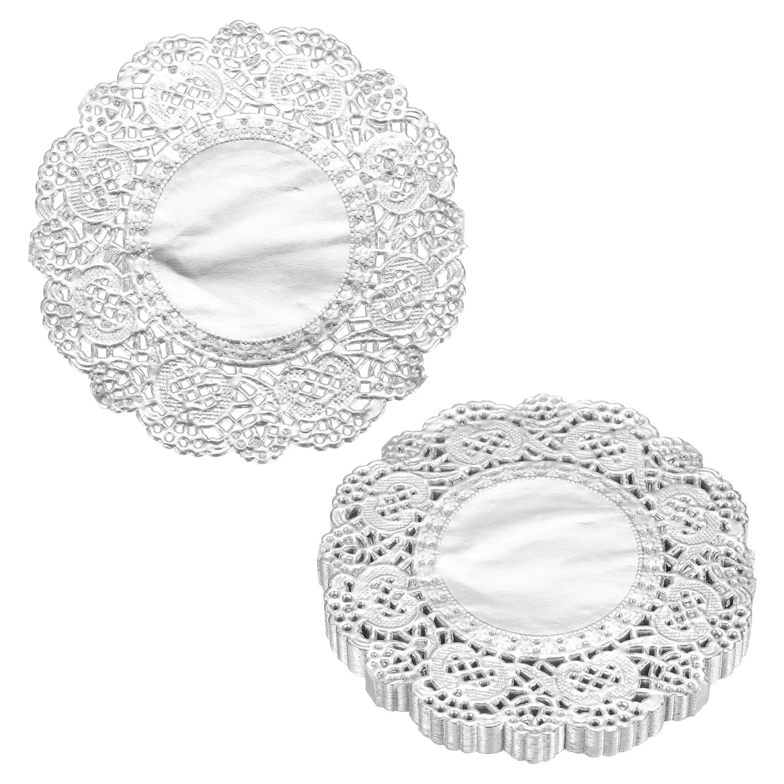 QUARKZMAN 200pcs Centrini di Carta a Pizzo 3.5 Pollici Argento Carte Fiori - immagine 1