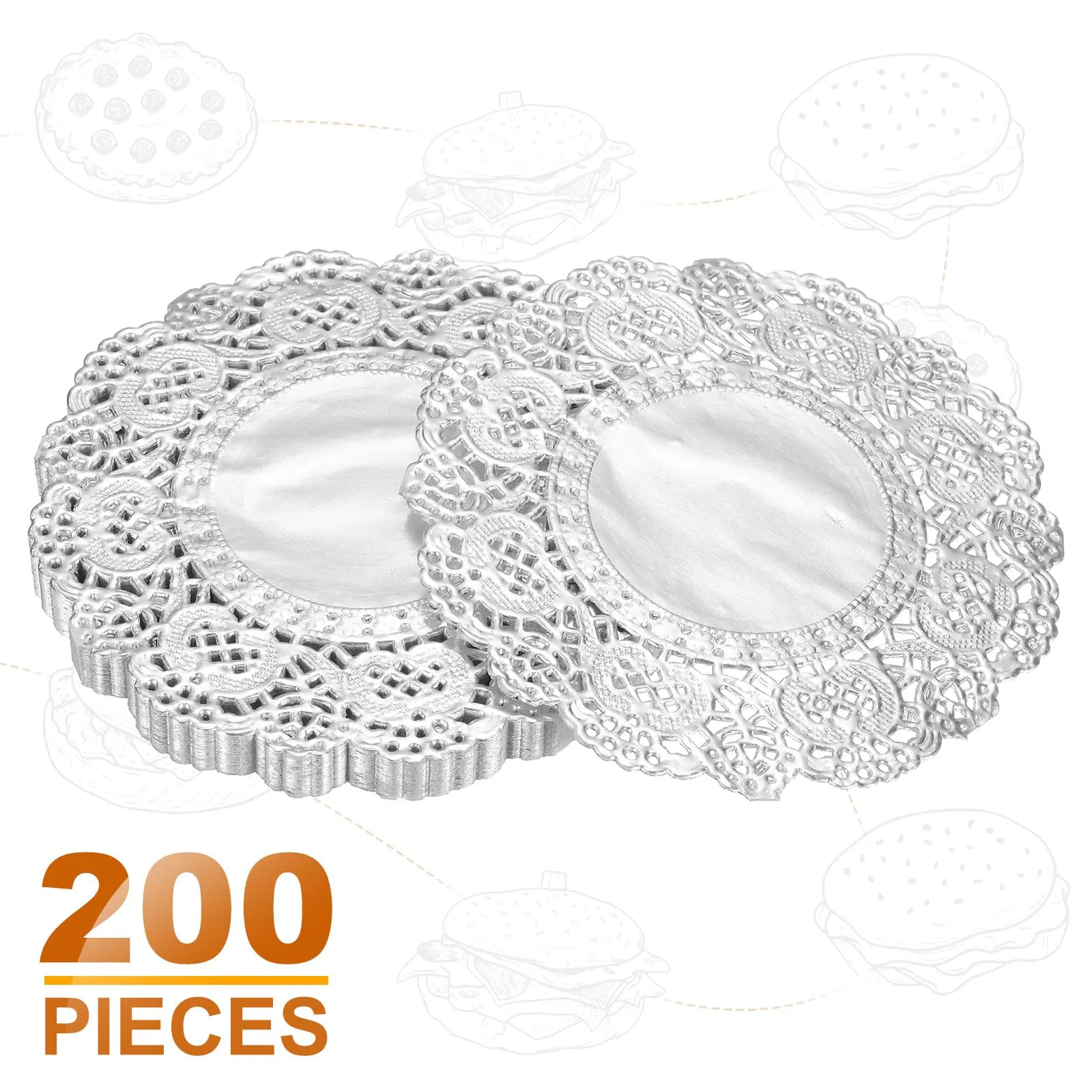 QUARKZMAN 200pcs Centrini di Carta a Pizzo 3.5 Pollici Argento Carte Fiori - immagine 3