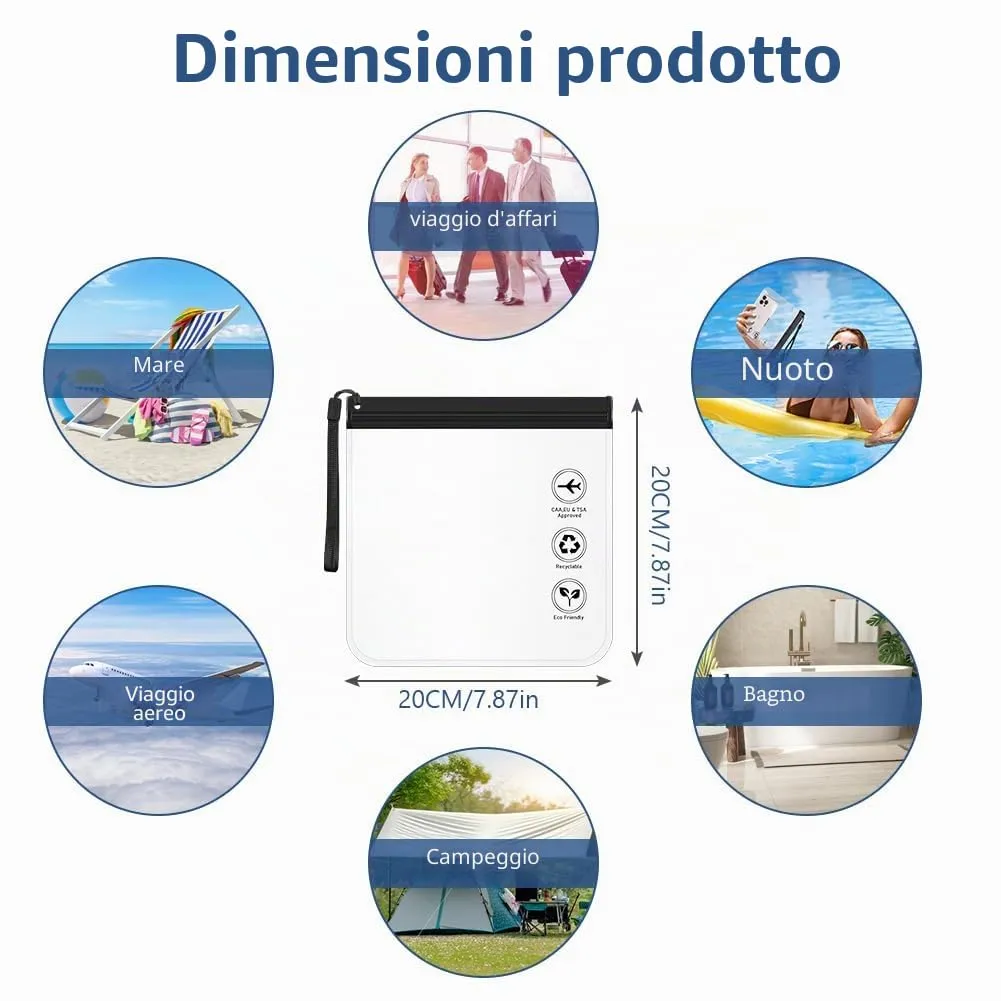 LOPHE 4 Pezzi Borse da Viaggio Trasparenti, 20X20cm, Liquidi Aereo TSA - immagine 2