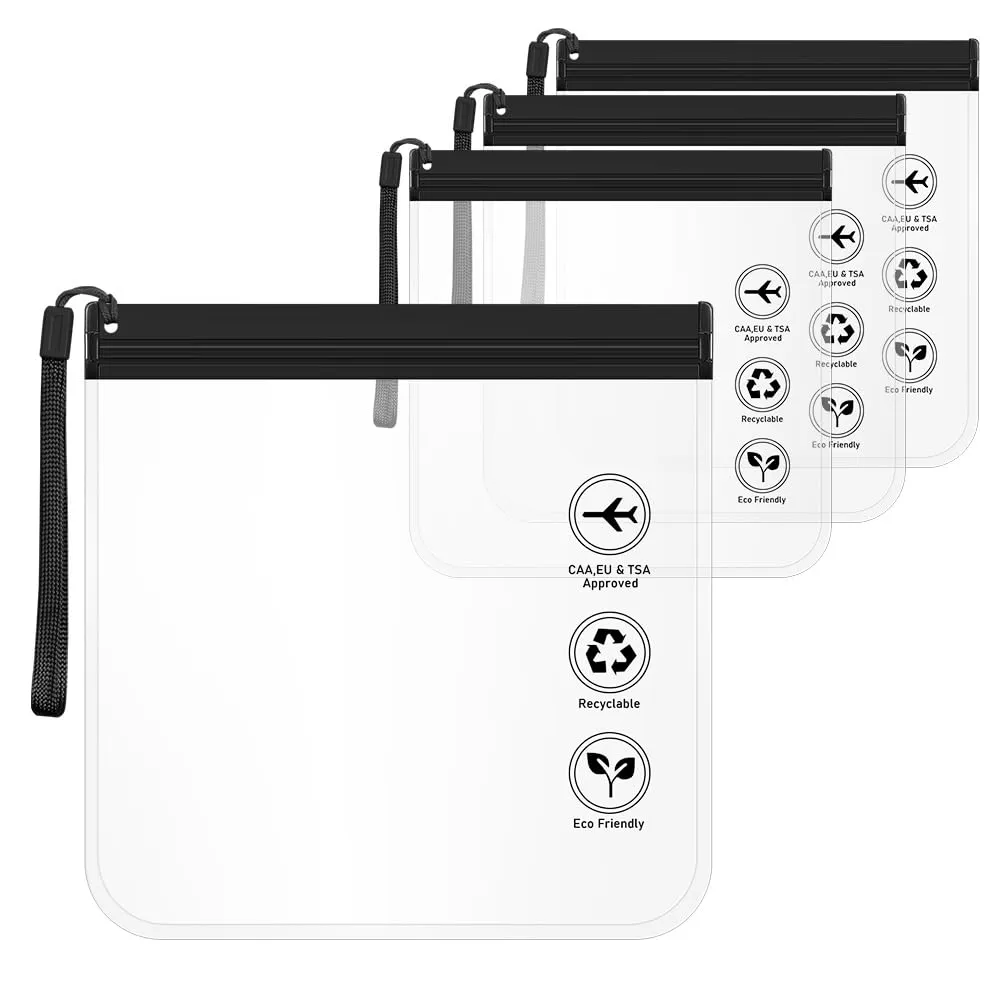 LOPHE 4 Pezzi Borse da Viaggio Trasparenti, 20X20cm, Liquidi Aereo TSA - immagine 8