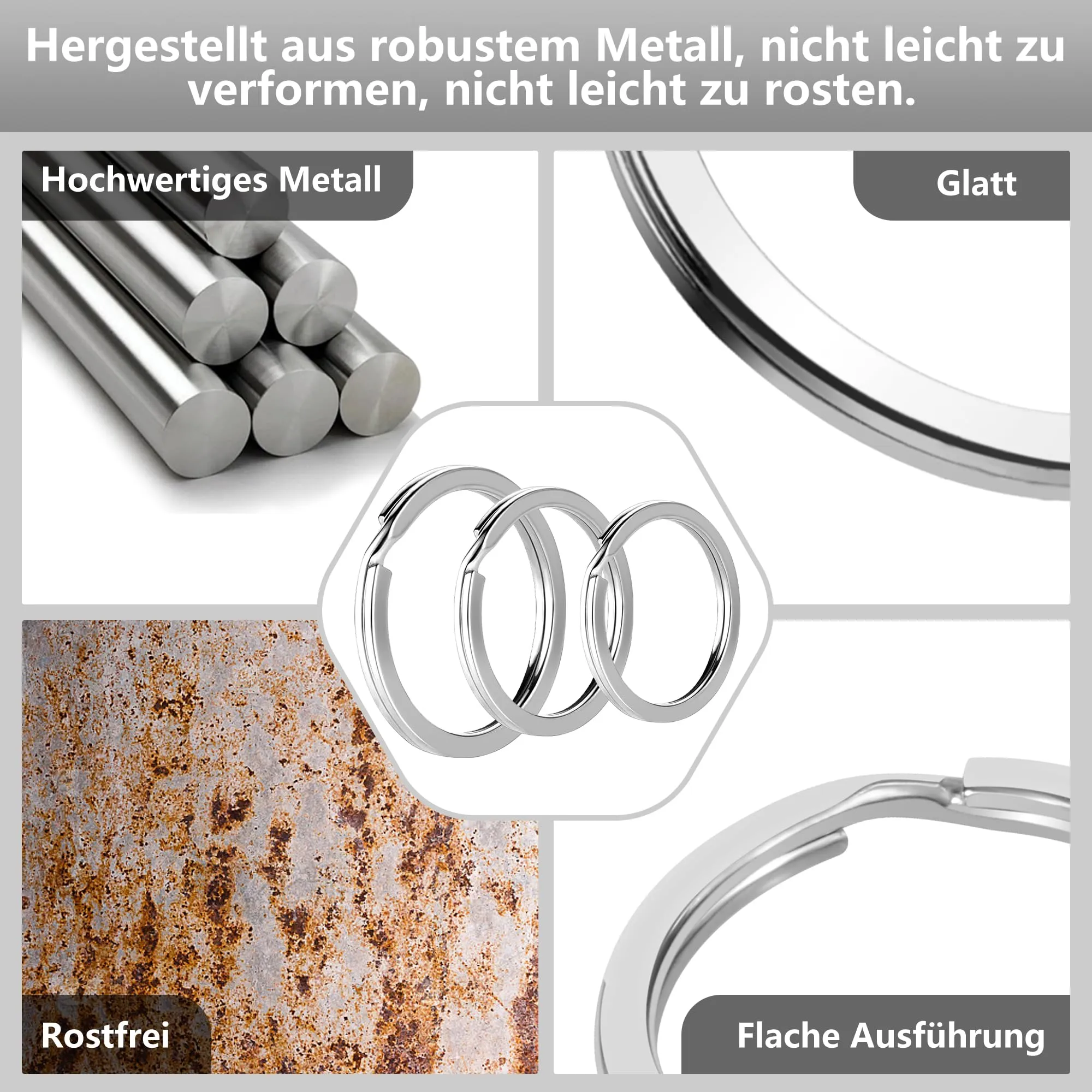 30 Pezzi Anelli Portachiavi in Acciaio Inox, Anello Portachiavi in 3 Misure (20/25/30 mm), Anelli per Portachiavi per DIY, Portachiavi e Anellini per Bigiotteria, Argento - immagine 3
