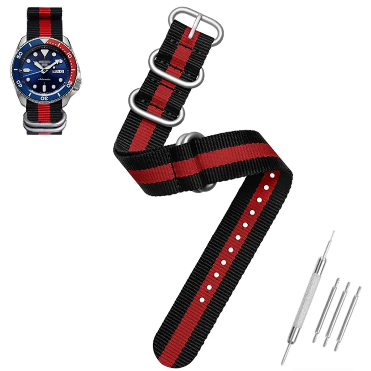AIYIRUO Cinturini per Orologio NATO Nylon G10 Premium Ballistic Multicolor Sostituzione Cinturini per Orologio con Fibbia in Acciaio Inossidabile Argento per gli Uomini 18mm 20mm 22mm 24mm - immagine 2