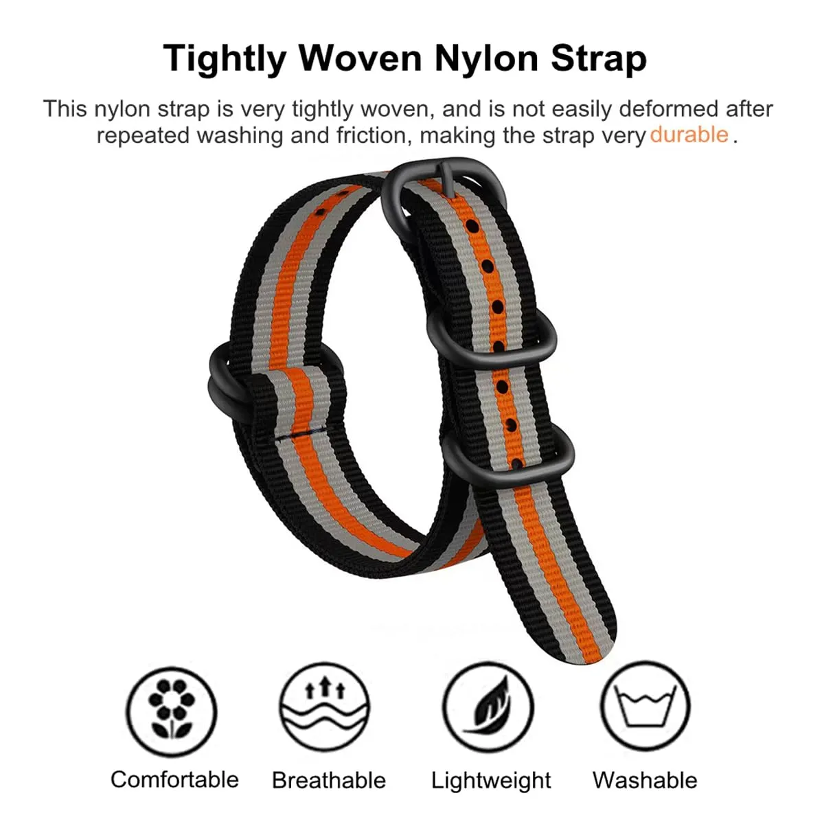 AIYIRUO Cinturini per Orologio NATO Nylon G10 Premium Ballistic Multicolor Sostituzione Cinturini per Orologio con Fibbia in Acciaio Inossidabile Argento per gli Uomini 18mm 20mm 22mm 24mm - immagine 2