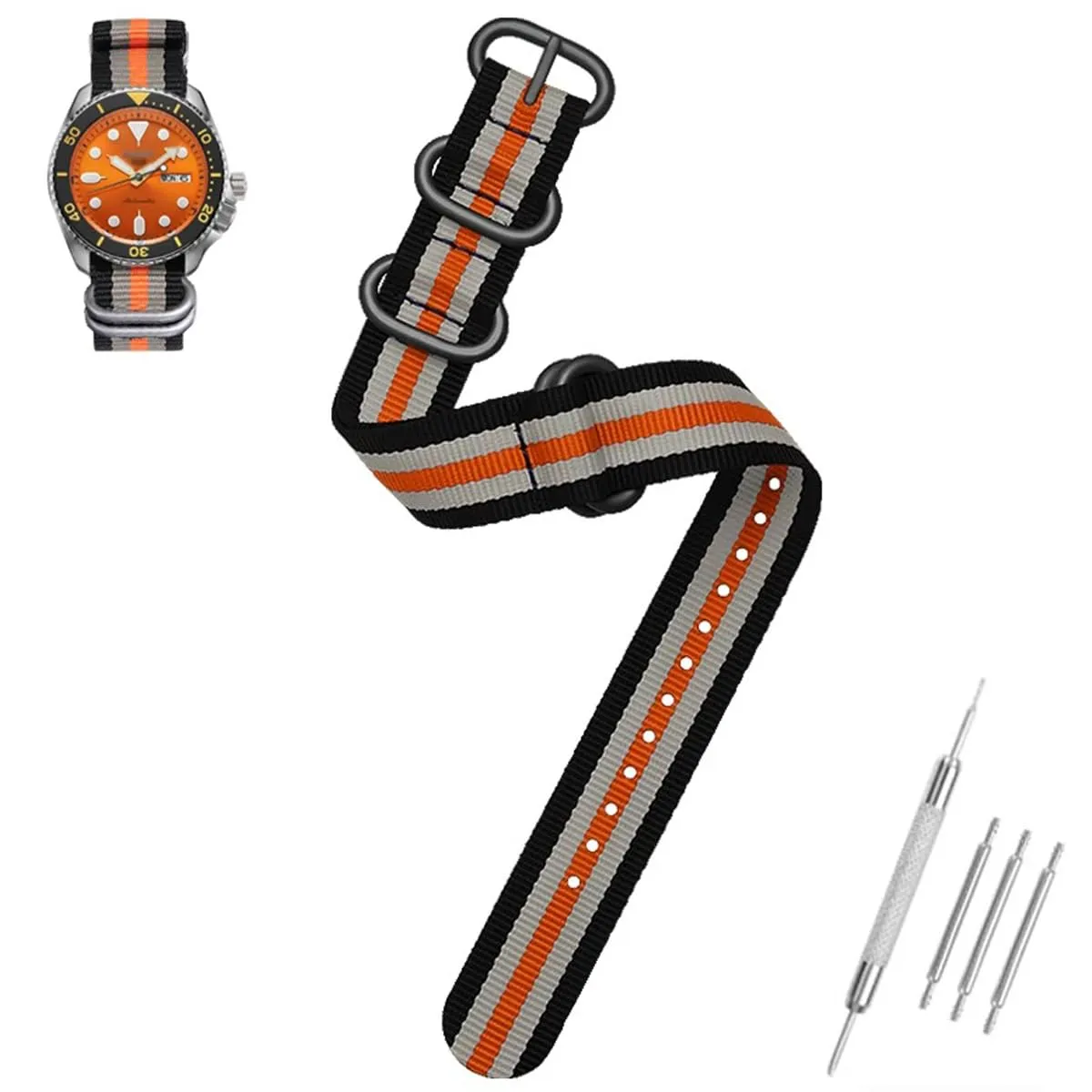 AIYIRUO Cinturini per Orologio NATO Nylon G10 Premium Ballistic Multicolor Sostituzione Cinturini per Orologio con Fibbia in Acciaio Inossidabile Argento per gli Uomini 18mm 20mm 22mm 24mm - immagine 3