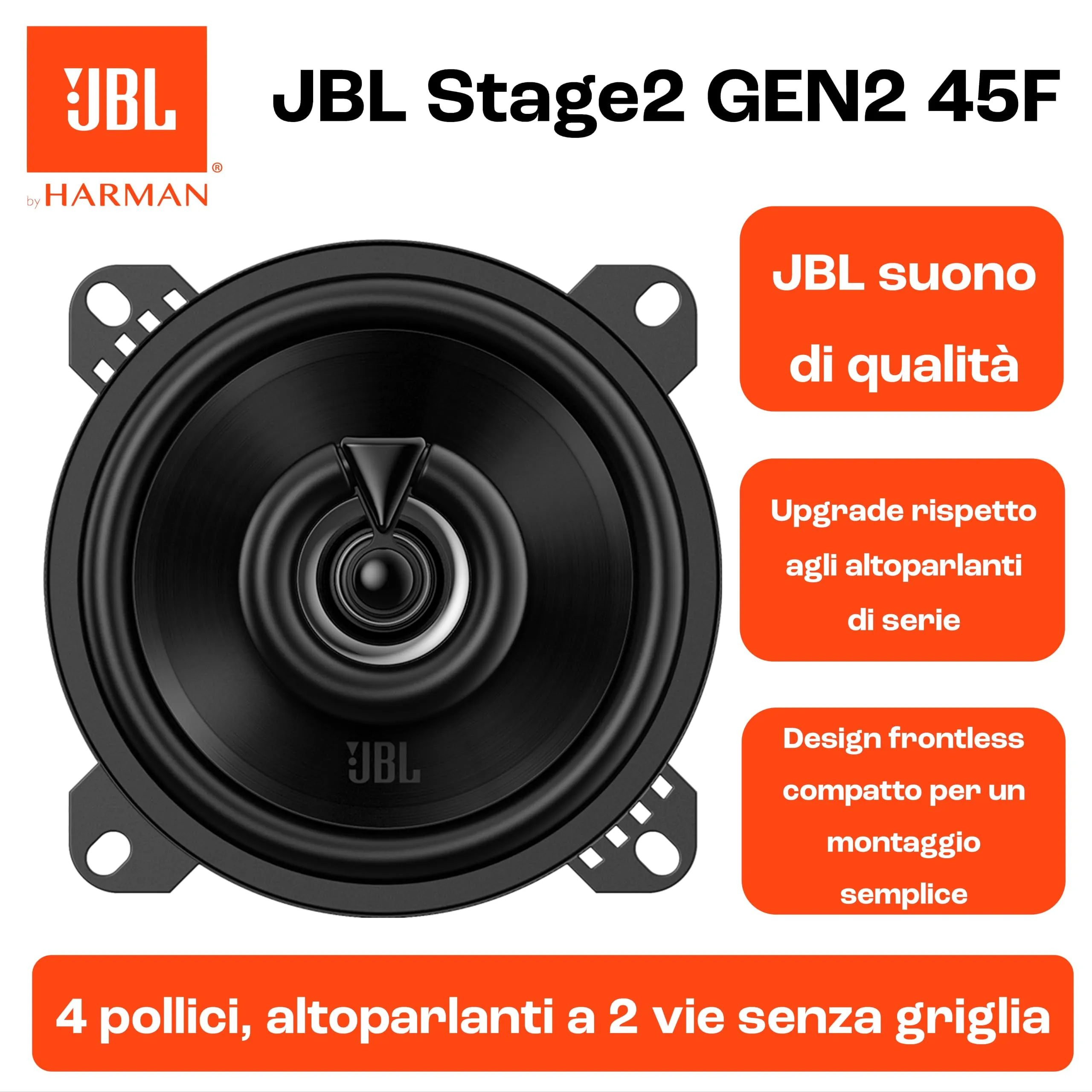 JBL Stage2 Gen2 45F 4 in / 10 cm Altoparlanti Coassiali Auto 2 Vie - immagine 5
