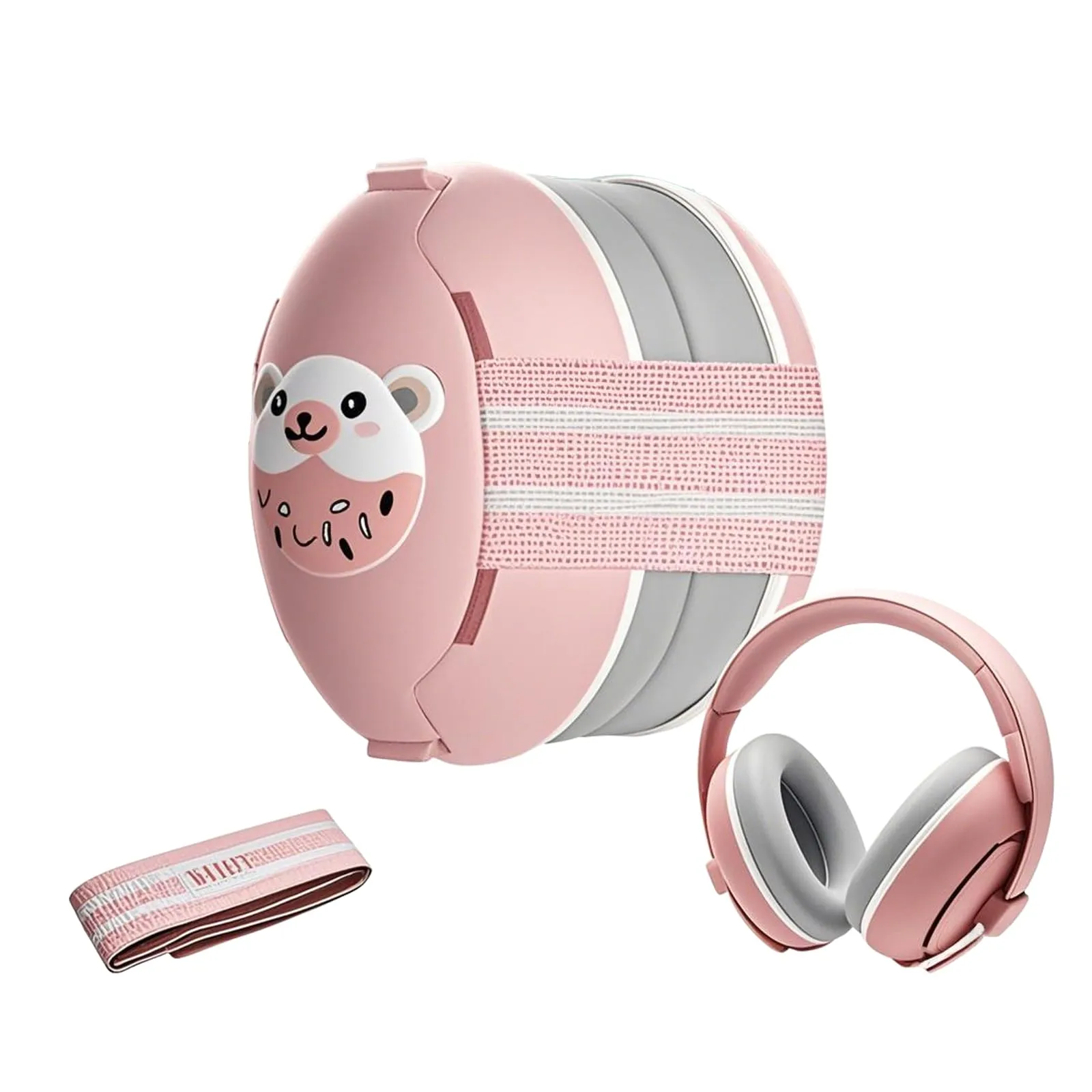 Robofun 2 in 1 Cuffie Neonato Antirumore, Protettori Acustici per Neonati -25dB, Fasce Regolabili, Protezione Acustica Ideale per Neonati fino a 48 Mesi, Confortevoli - Rosa - immagine 1