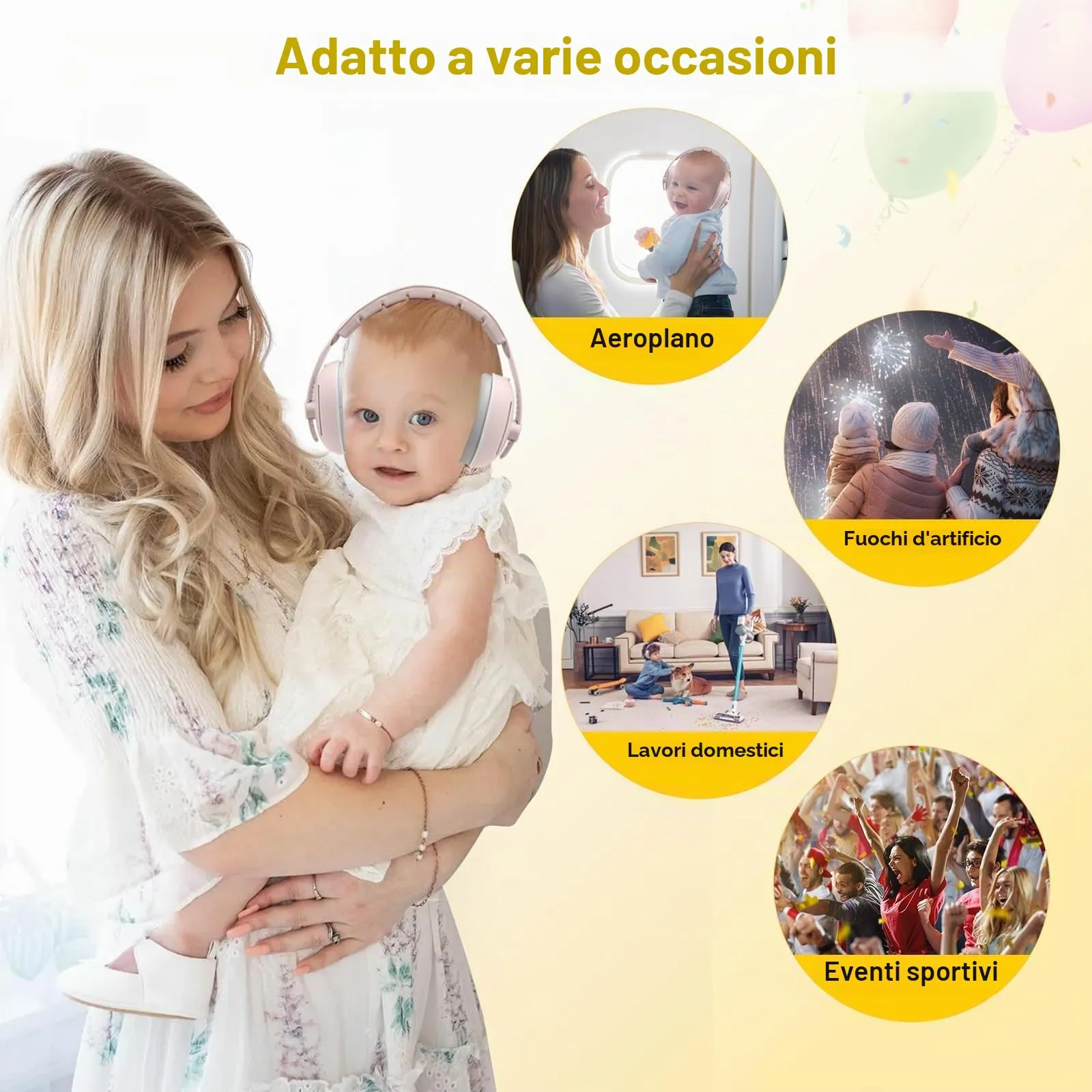 Robofun 2 in 1 Cuffie Neonato Antirumore, Protettori Acustici per Neonati -25dB, Fasce Regolabili, Protezione Acustica Ideale per Neonati fino a 48 Mesi, Confortevoli - Rosa - immagine 6