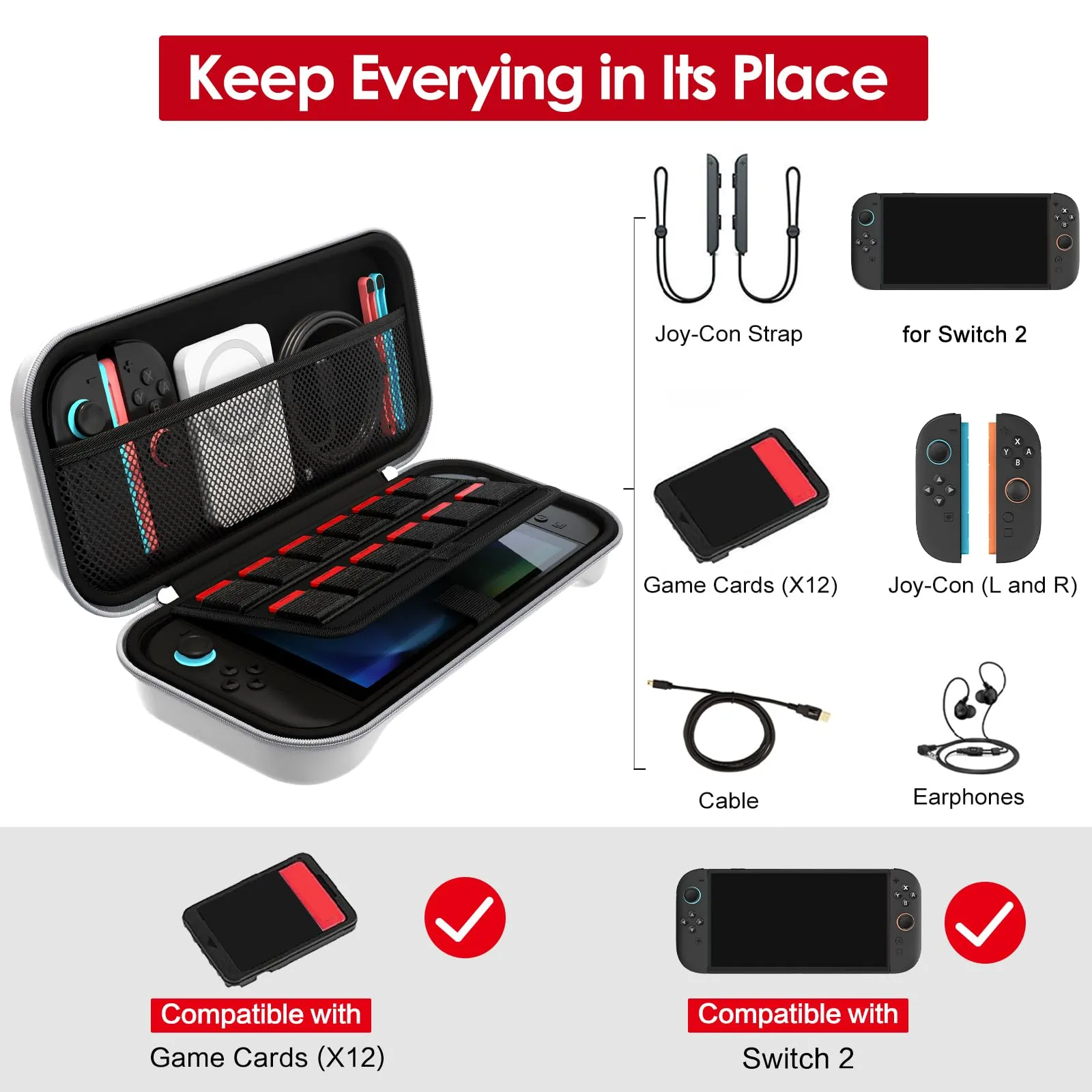 iVoler Custodia Compatibile con Nintendo Switch 2 Modella (2025), Portatile Protettiva Case Rigido da Viaggio per Switch 2 Console Accessori, Custodia con Custodia per 12 Giochi - RetroShell DMG - immagine 2
