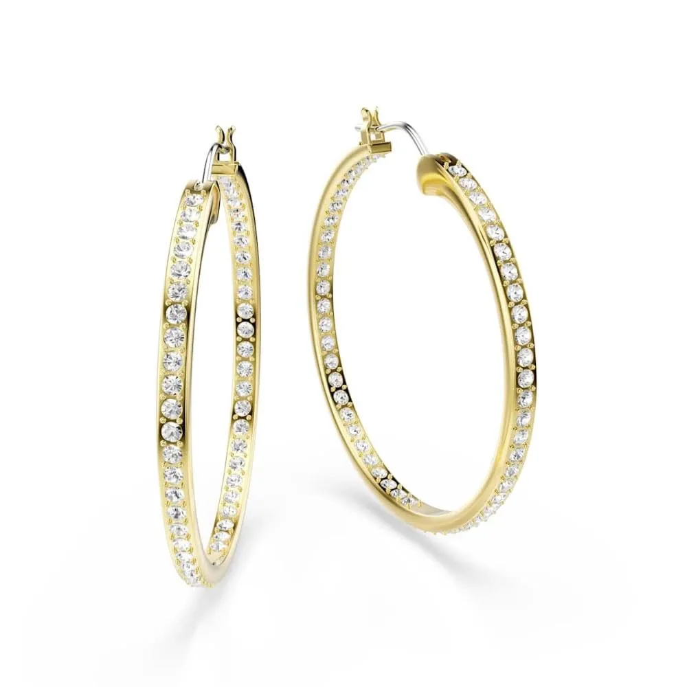 Swarovski Orecchini a cerchio Somerset, bianchi, placcati color oro - immagine 3