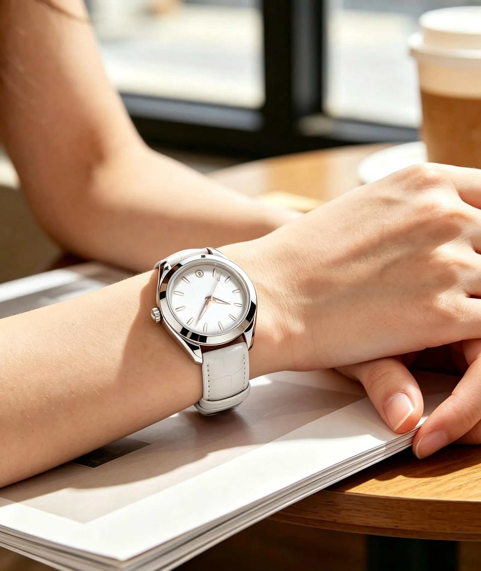 BINLUN Cinturino per Orologio in Pelle Ricambio Cinturini per Unisex con Fibbia Azionamento Farfalla Argento/Oro/Oro Rosa 12mm-24mm 10 Colori(Bianca-Fibbia D'argento, 21mm) - immagine 5