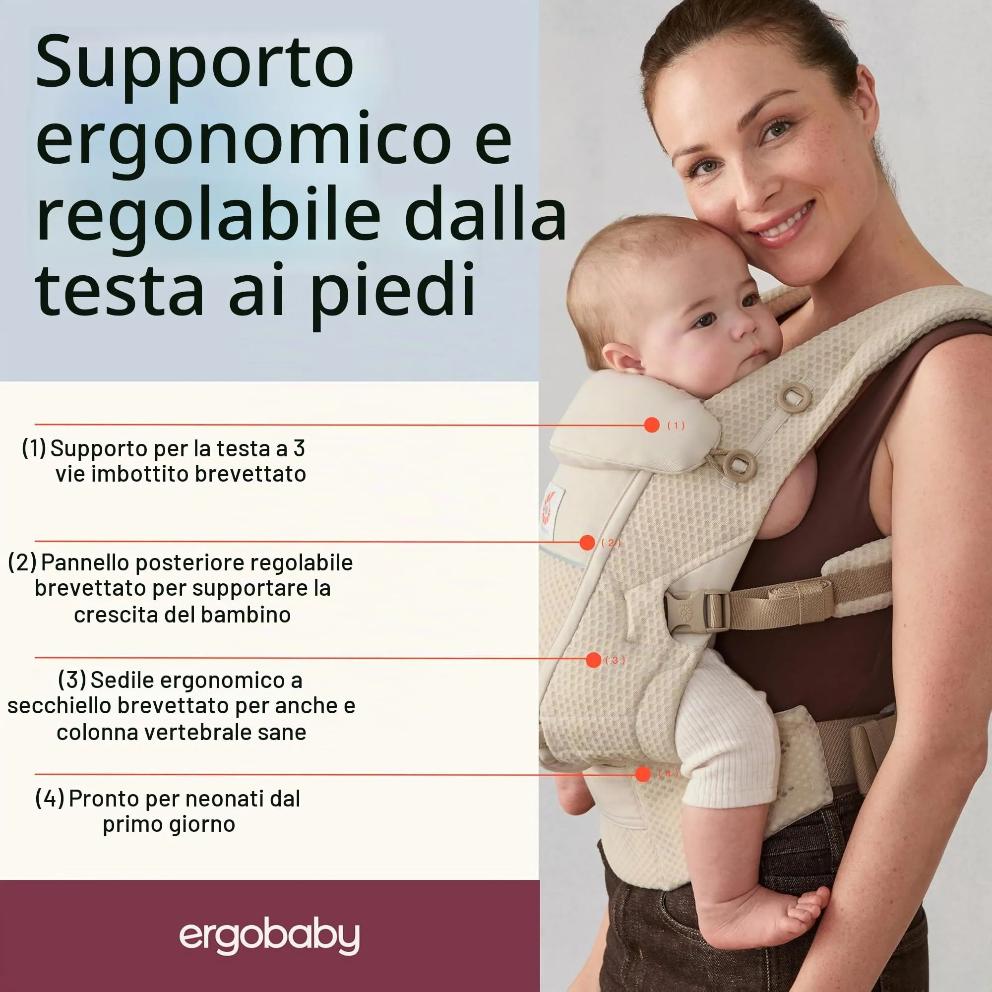 Ergobaby Marsupio Adapt per neonati e bambini 0 a 48 mesi - immagine 2