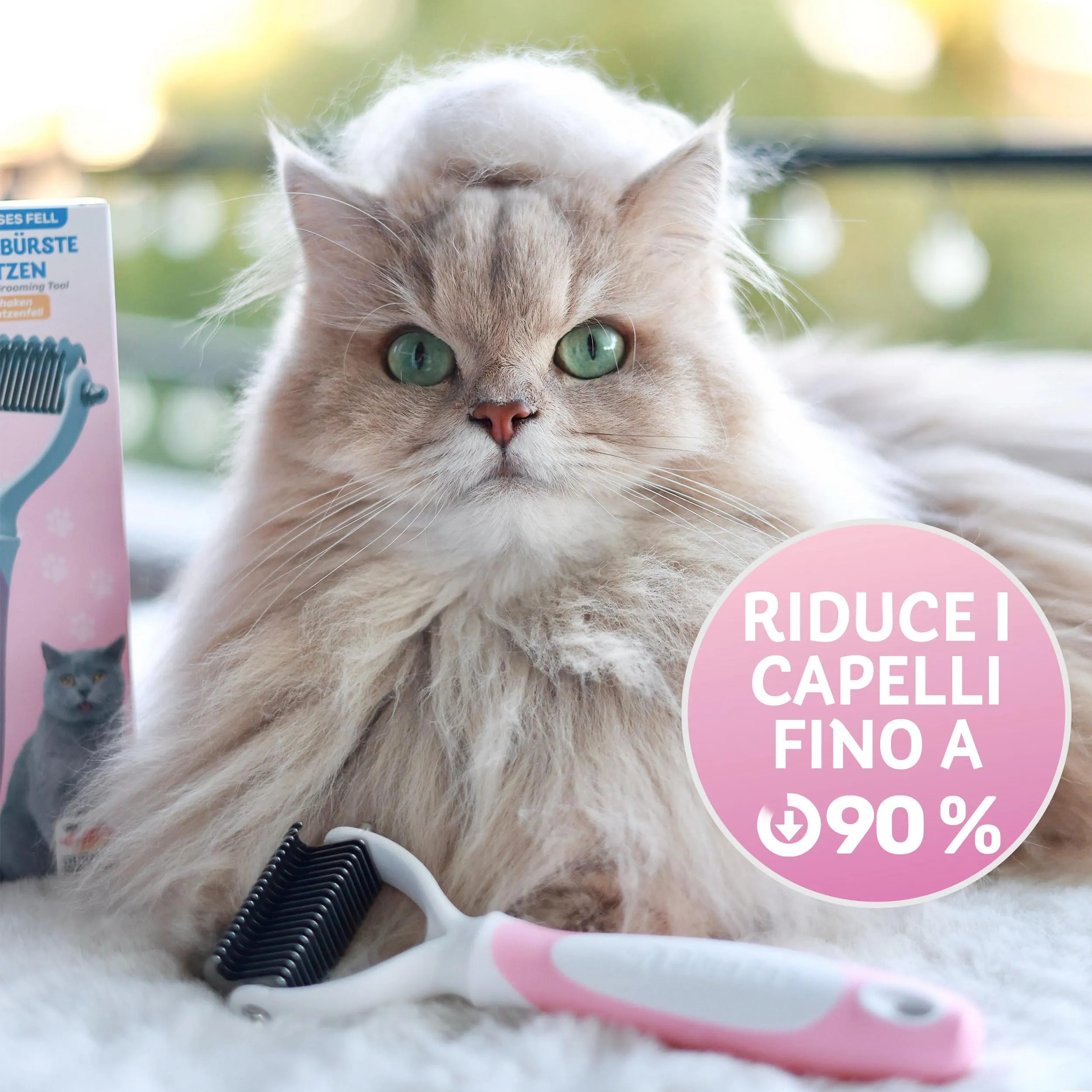 BluePet Spazzola per Gatti Pelo Lungo, Pettine Gatto, Cardatore Sottopelo - immagine 2
