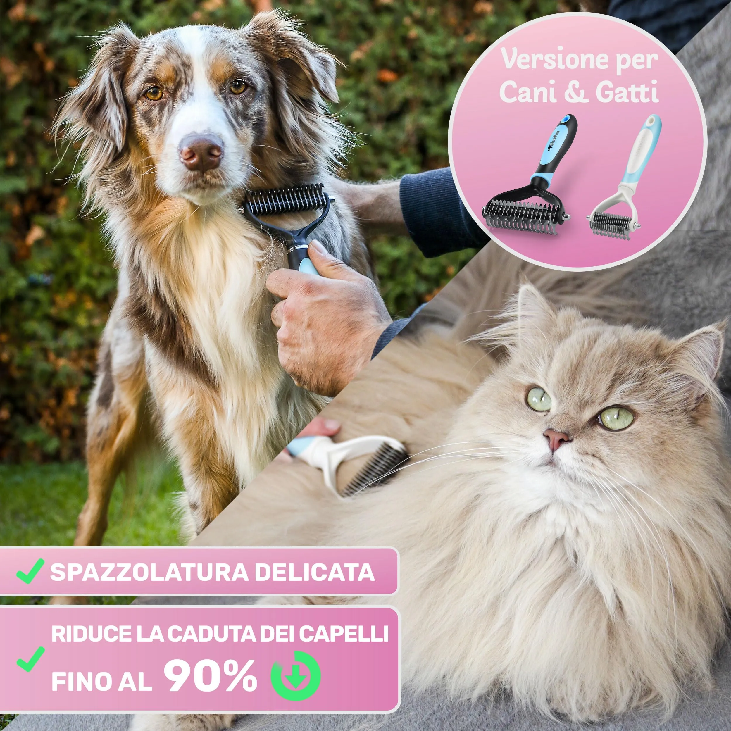 BluePet Spazzola per Gatti Pelo Lungo, Pettine Gatto, Cardatore Sottopelo - immagine 7