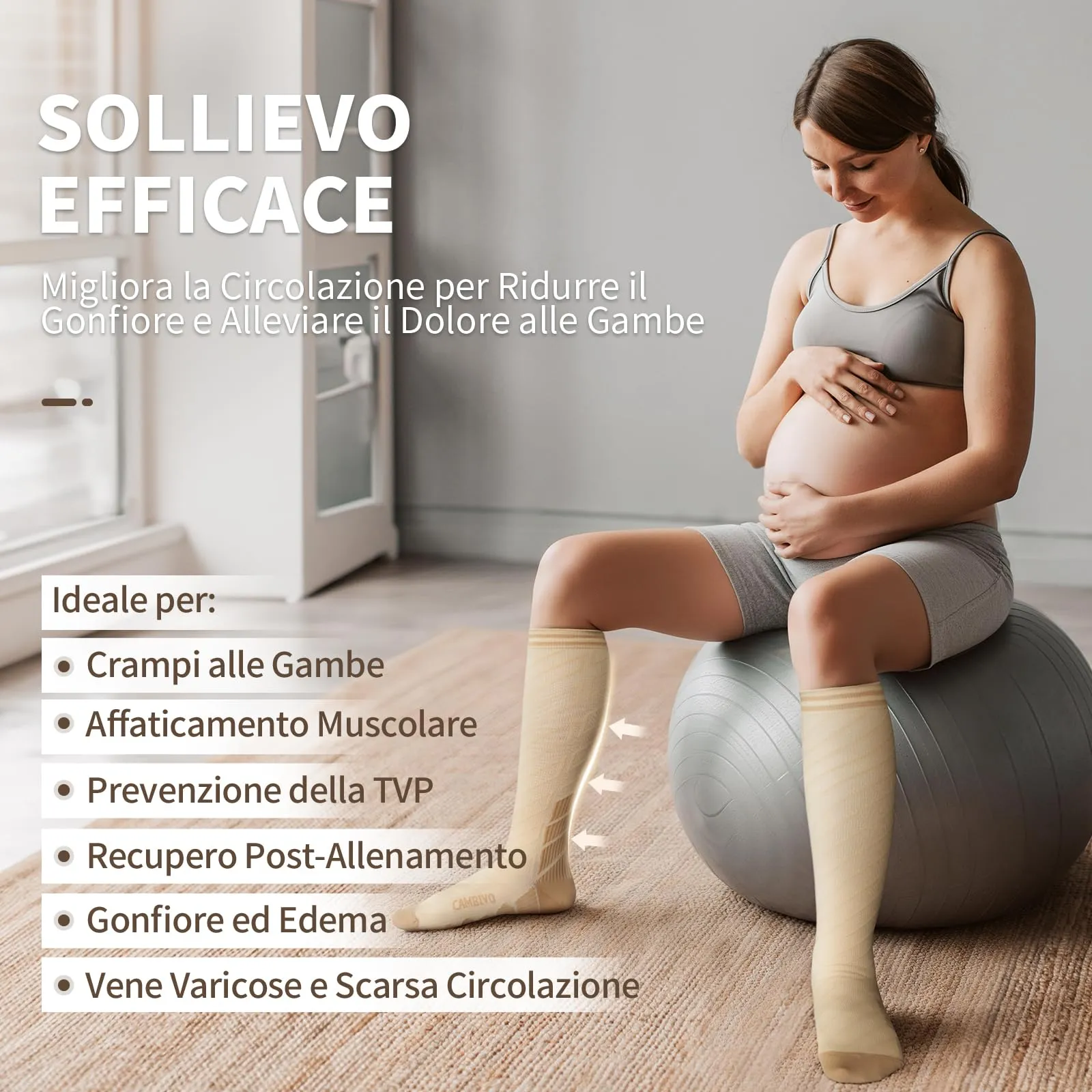 CAMBIVO Calze Compressione Graduata Donna Uomo 3 Paia, Calze a Compressione Graduata 20-30mmHg, Calze Antitrombo Elastiche a Compressione, Gambaletti Calzini per Sportive, Vene Varicose, Aereo, Corsa - immagine 3