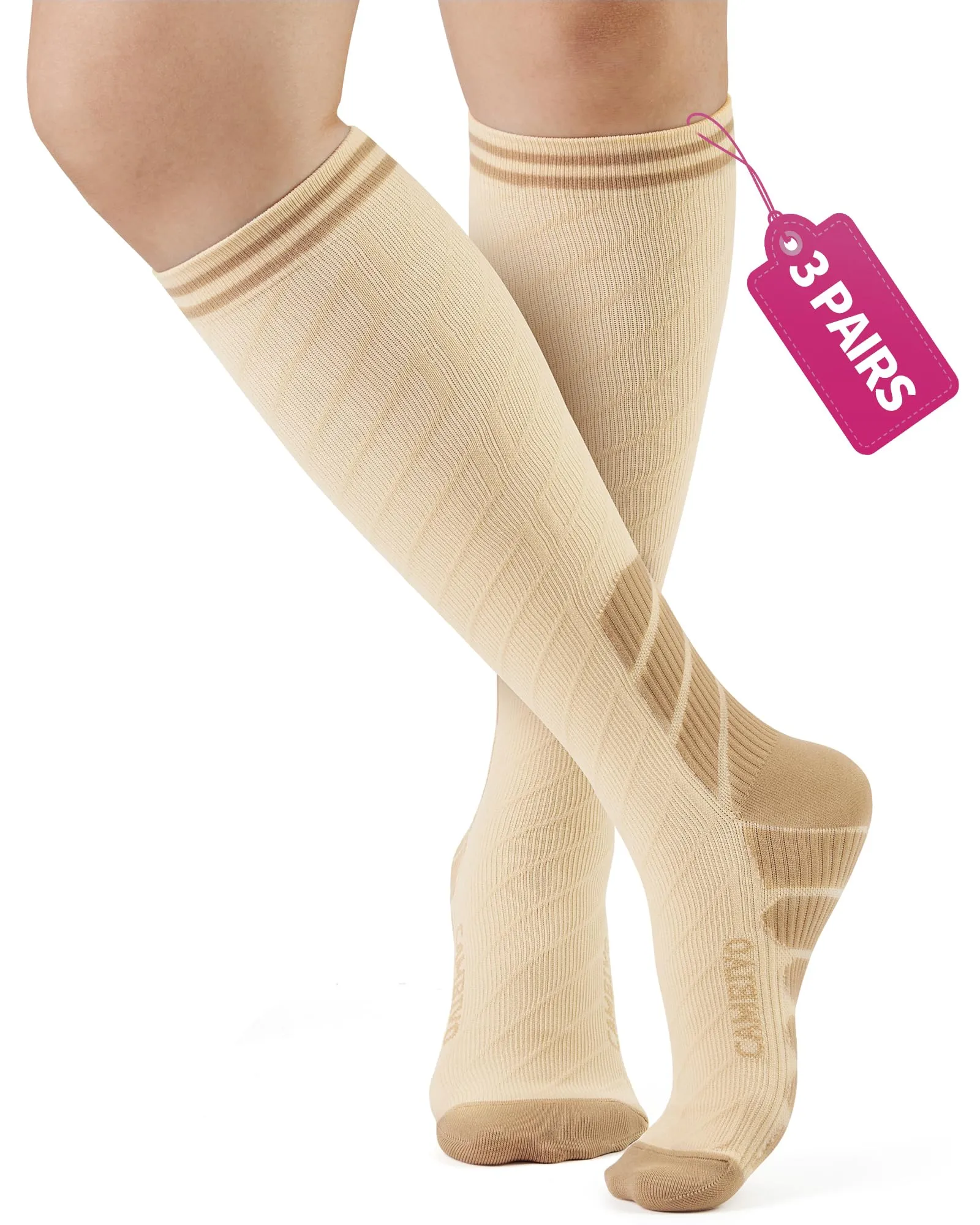 CAMBIVO Calze Compressione Graduata Donna Uomo 3 Paia, Calze a Compressione Graduata 20-30mmHg, Calze Antitrombo Elastiche a Compressione, Gambaletti Calzini per Sportive, Vene Varicose, Aereo, Corsa - immagine 1