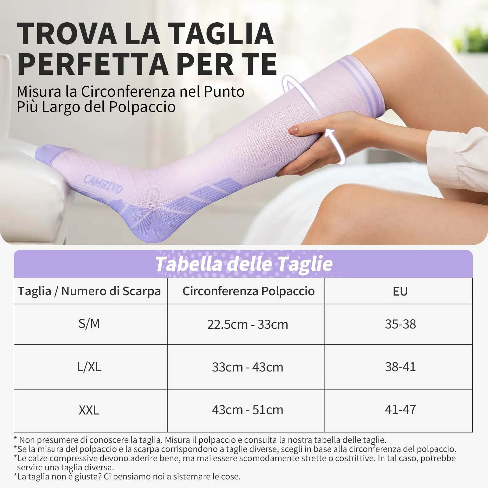 CAMBIVO Calze Compressione Graduata Donna Uomo 3 Paia, Calze a Compressione Graduata 20-30mmHg, Calze Antitrombo Elastiche a Compressione, Gambaletti Calzini per Sportive, Vene Varicose, Aereo, Corsa - immagine 5
