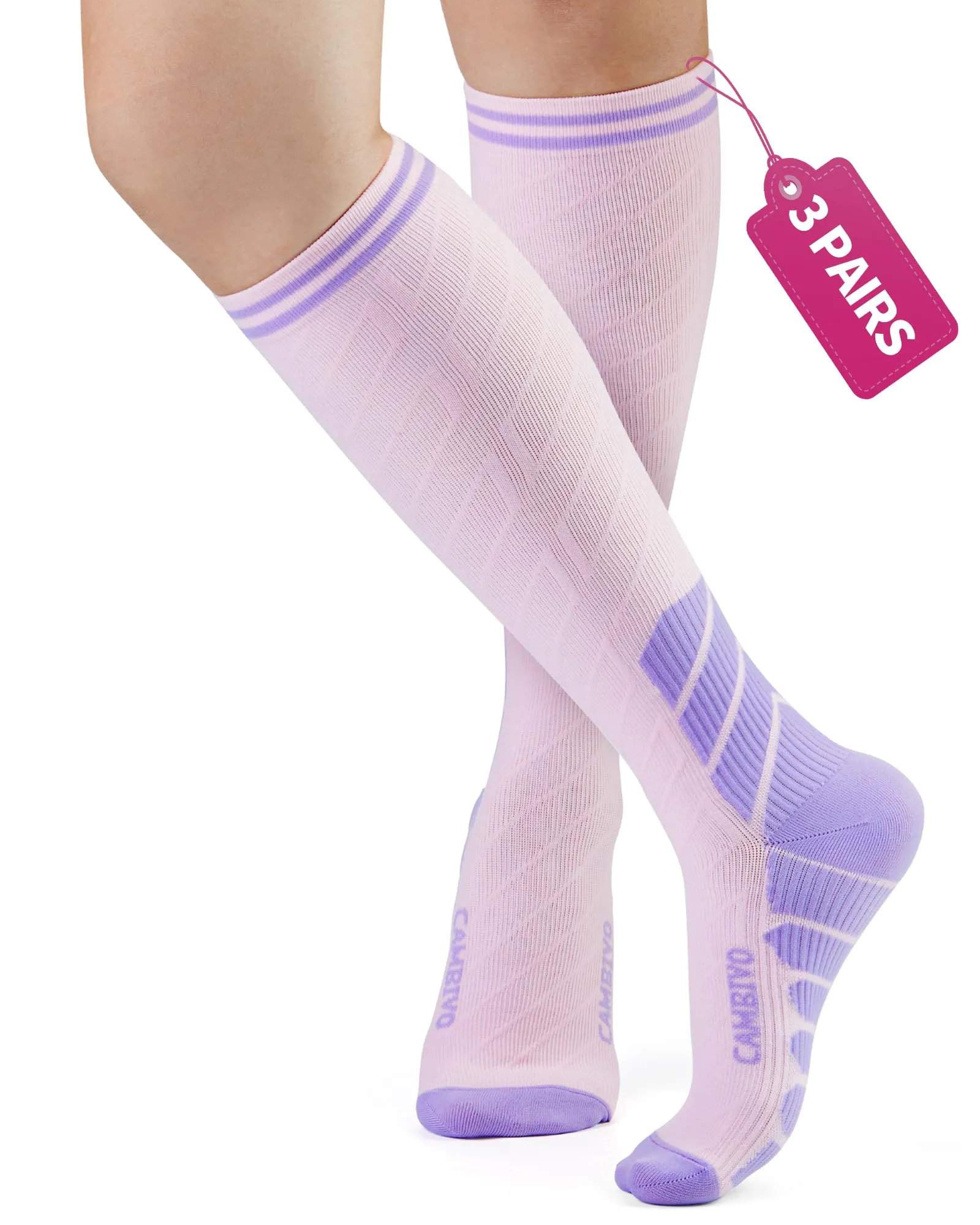 CAMBIVO Calze Compressione Graduata Donna Uomo 3 Paia, Calze a Compressione Graduata 20-30mmHg, Calze Antitrombo Elastiche a Compressione, Gambaletti Calzini per Sportive, Vene Varicose, Aereo, Corsa - immagine 1