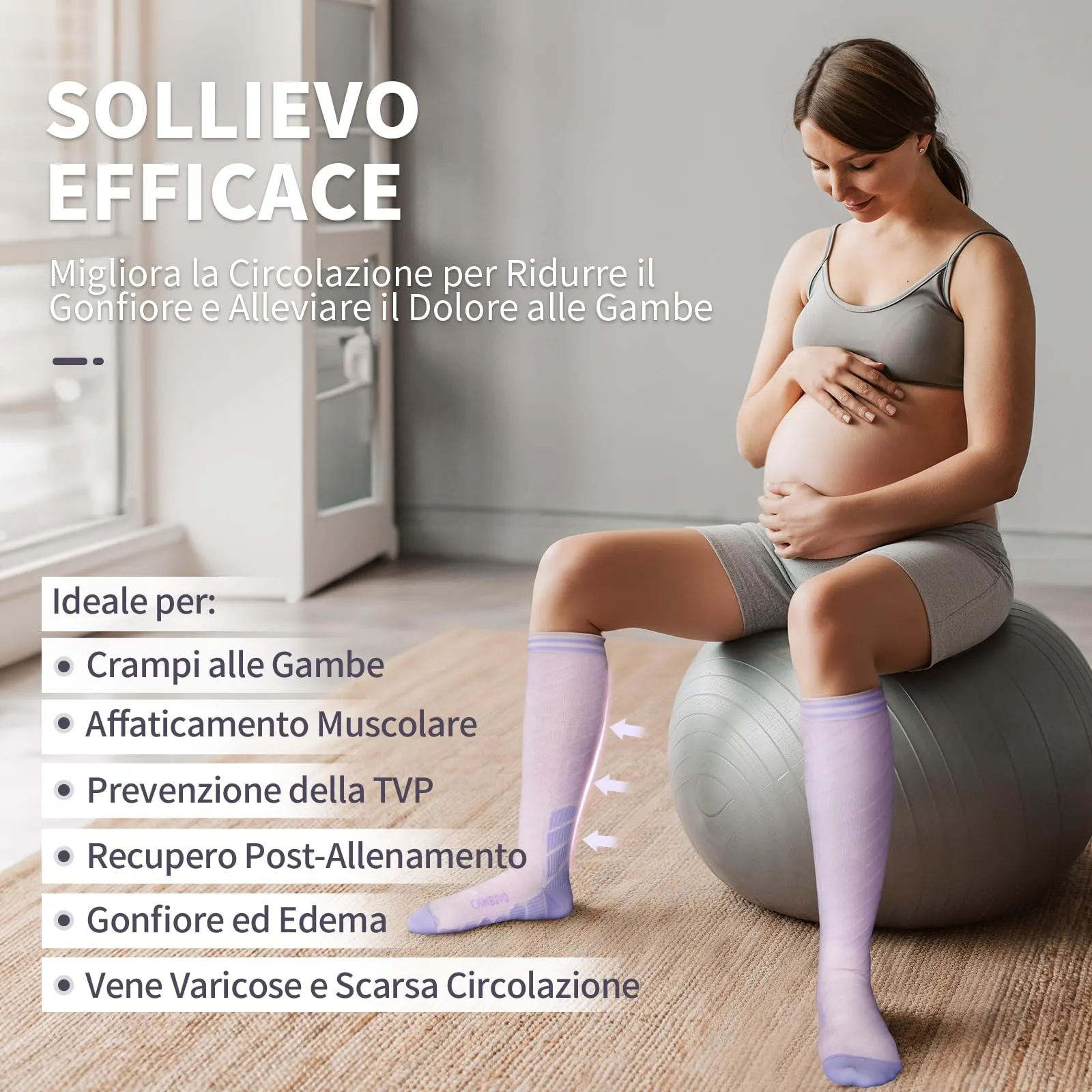 CAMBIVO Calze Compressione Graduata Donna Uomo 3 Paia, Calze a Compressione Graduata 20-30mmHg, Calze Antitrombo Elastiche a Compressione, Gambaletti Calzini per Sportive, Vene Varicose, Aereo, Corsa - immagine 3