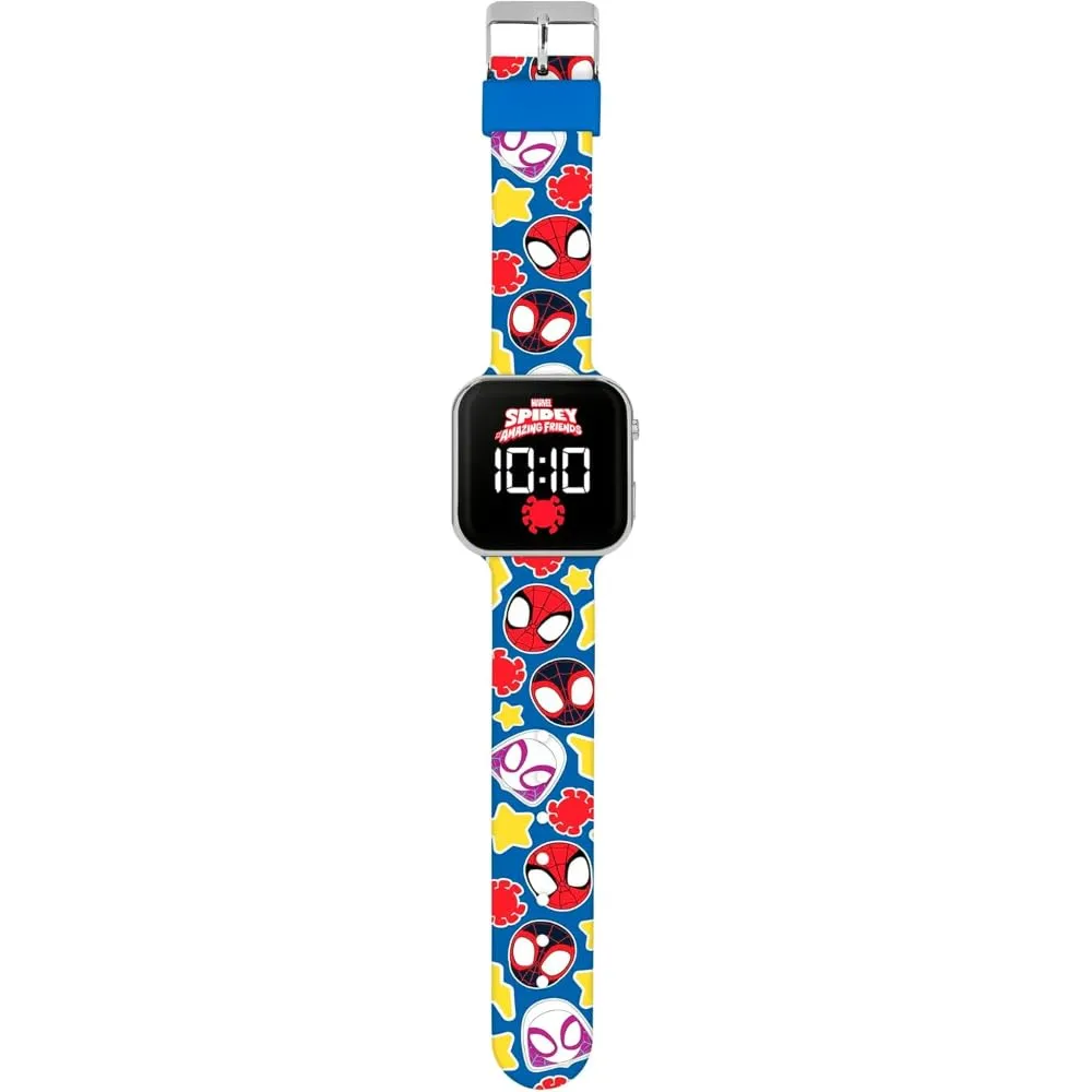 CARTOON Orologio da polso digitale Spidey e i suoi fantastici amici Marvel per bambini con schermo quadrante a led e cinturino in silicone - immagine 2