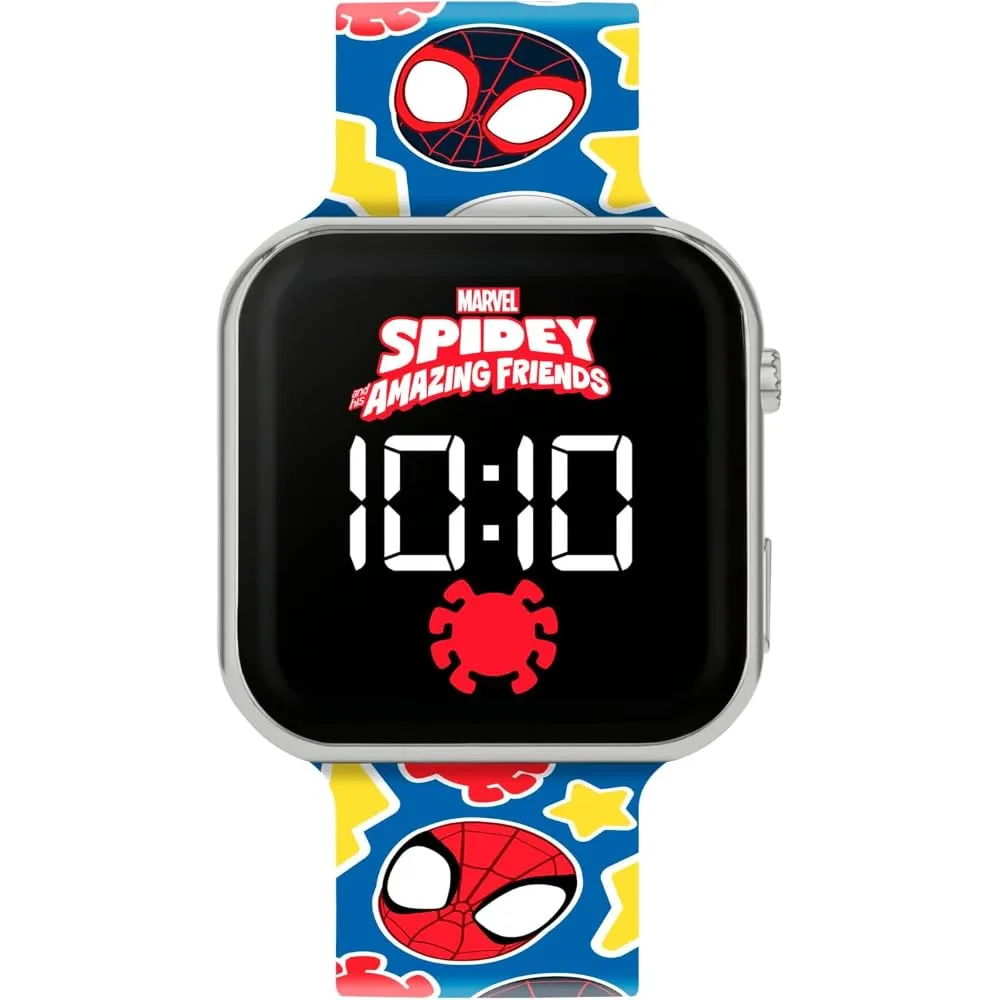 CARTOON Orologio da polso digitale Spidey e i suoi fantastici amici Marvel per bambini con schermo quadrante a led e cinturino in silicone - immagine 3