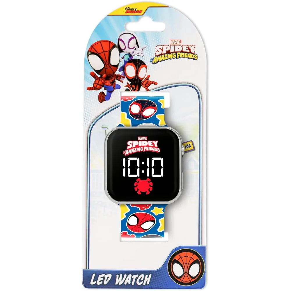 CARTOON Orologio da polso digitale Spidey e i suoi fantastici amici Marvel per bambini con schermo quadrante a led e cinturino in silicone - immagine 4
